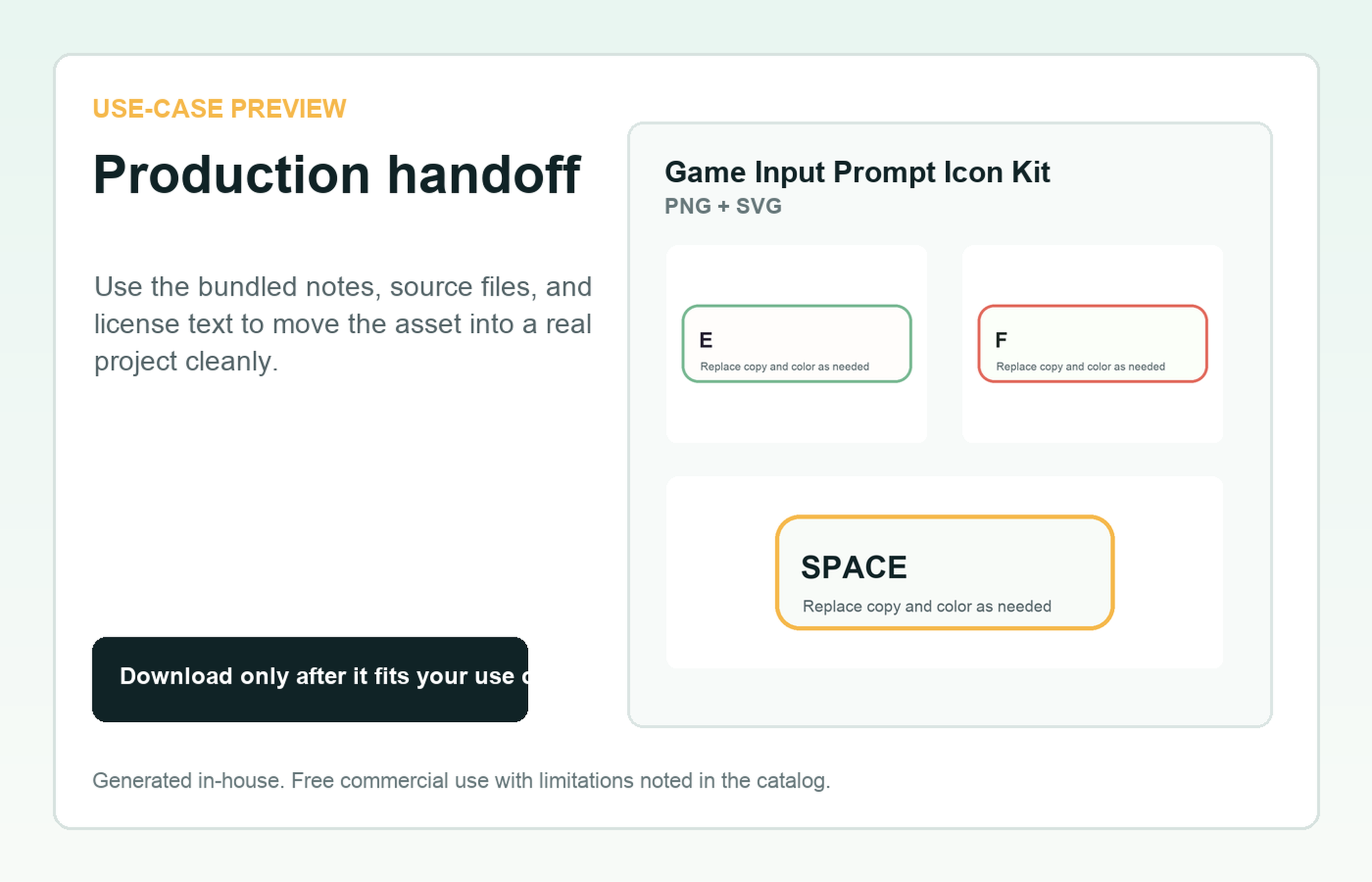Game Input Prompt Icon Kit Production handoff use-case preview