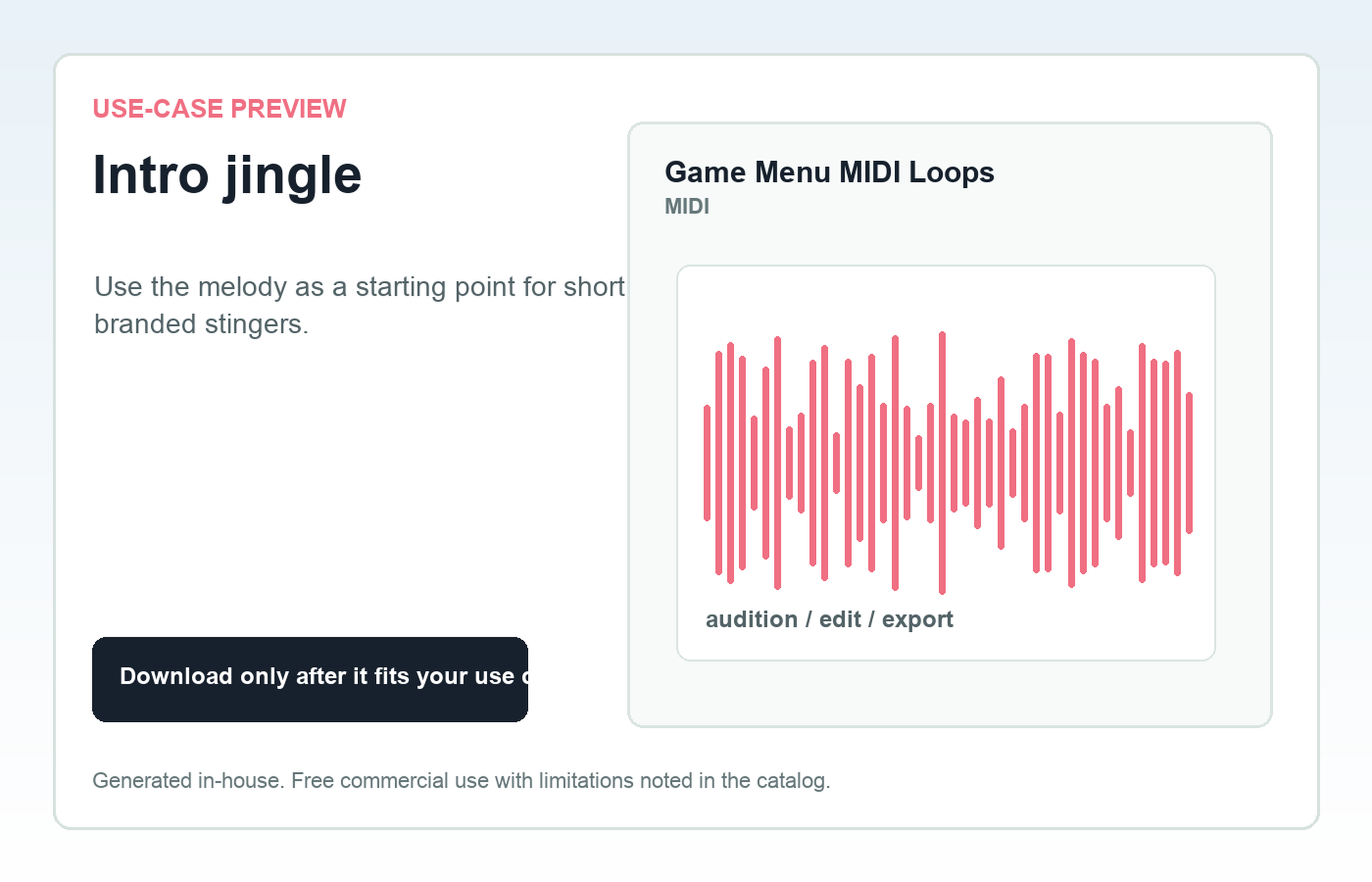 Game Menu MIDI Loops Intro jingle use-case preview
