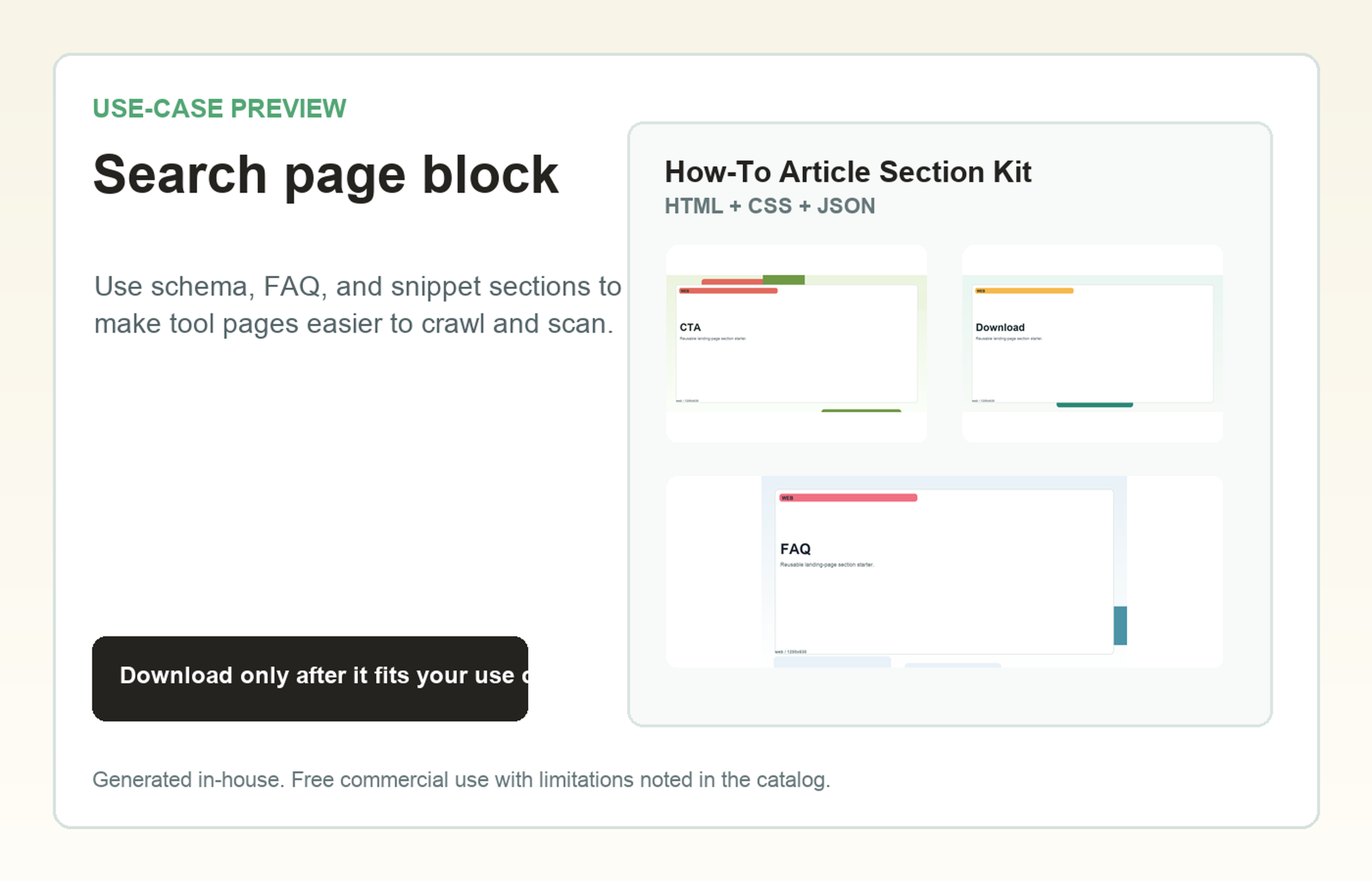 How-To Article Section Kit Search page block use-case preview