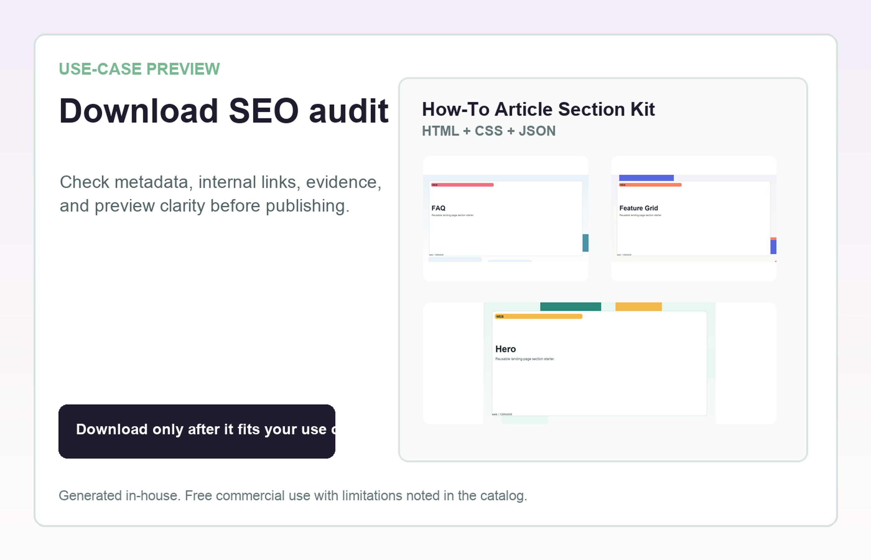 How-To Article Section Kit Download SEO audit use-case preview
