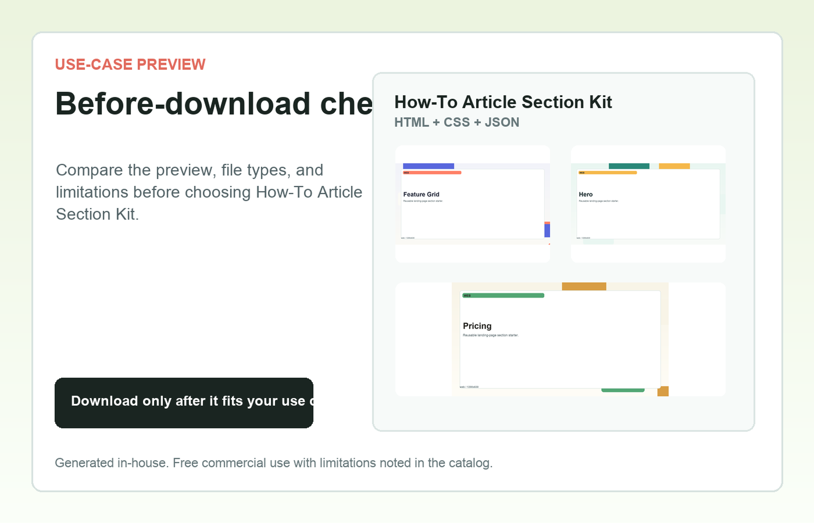 How-To Article Section Kit Before-download check use-case preview