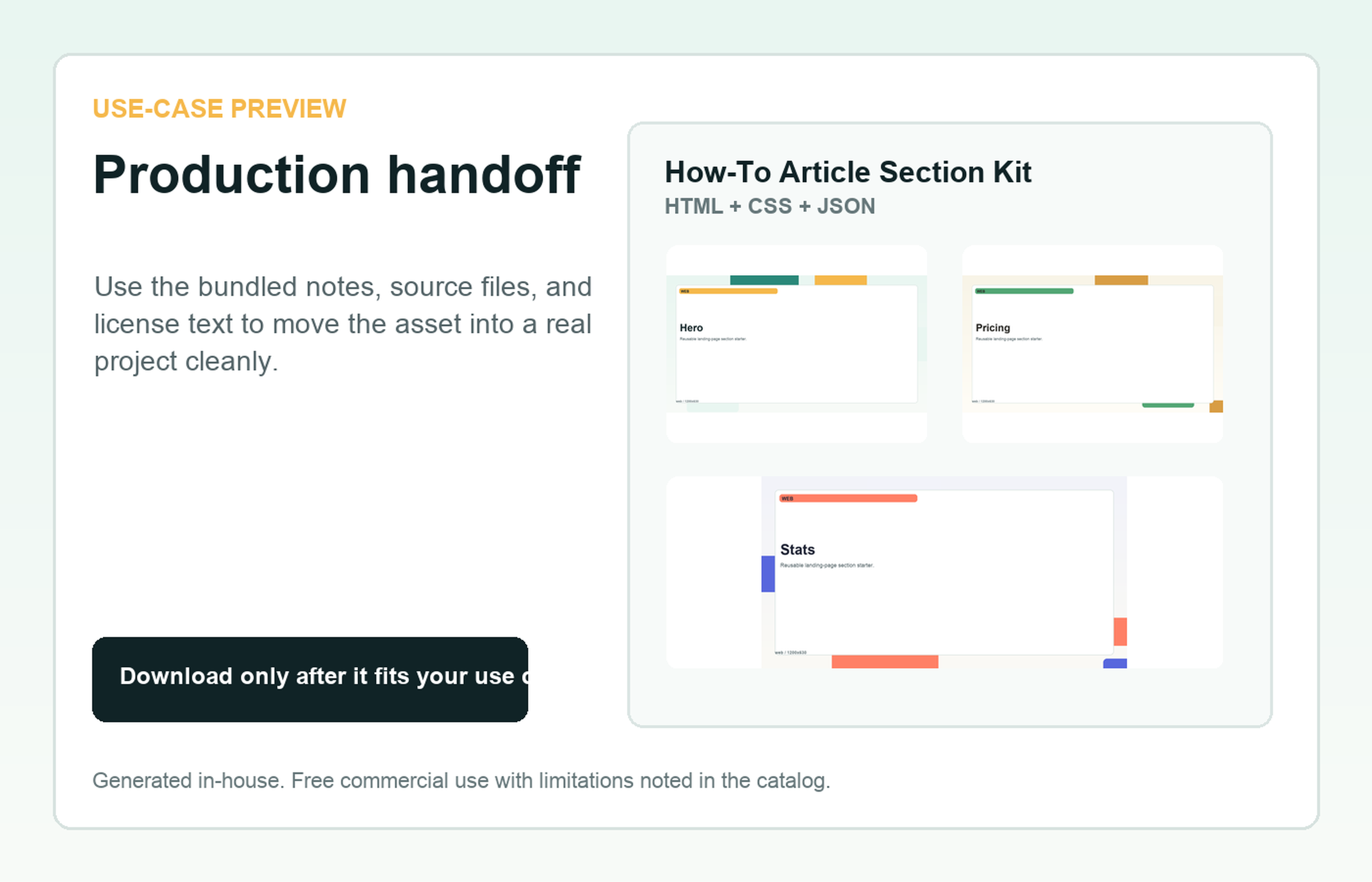 How-To Article Section Kit Production handoff use-case preview