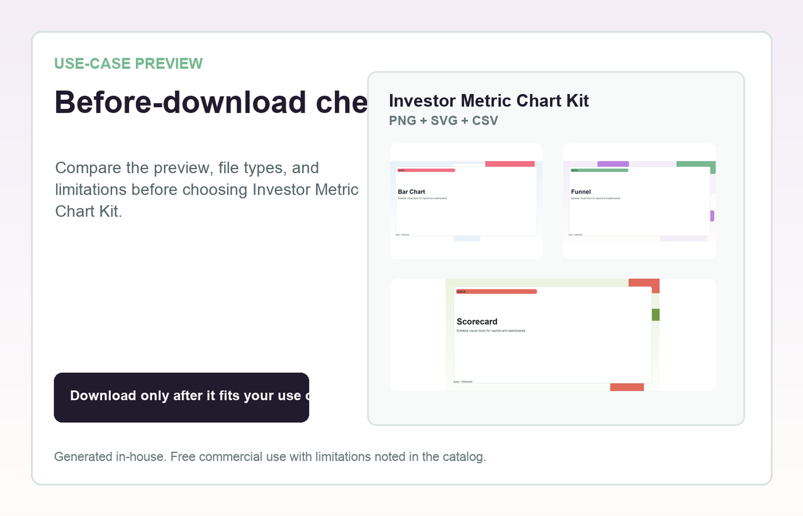 Investor Metric Chart Kit Before-download check use-case preview