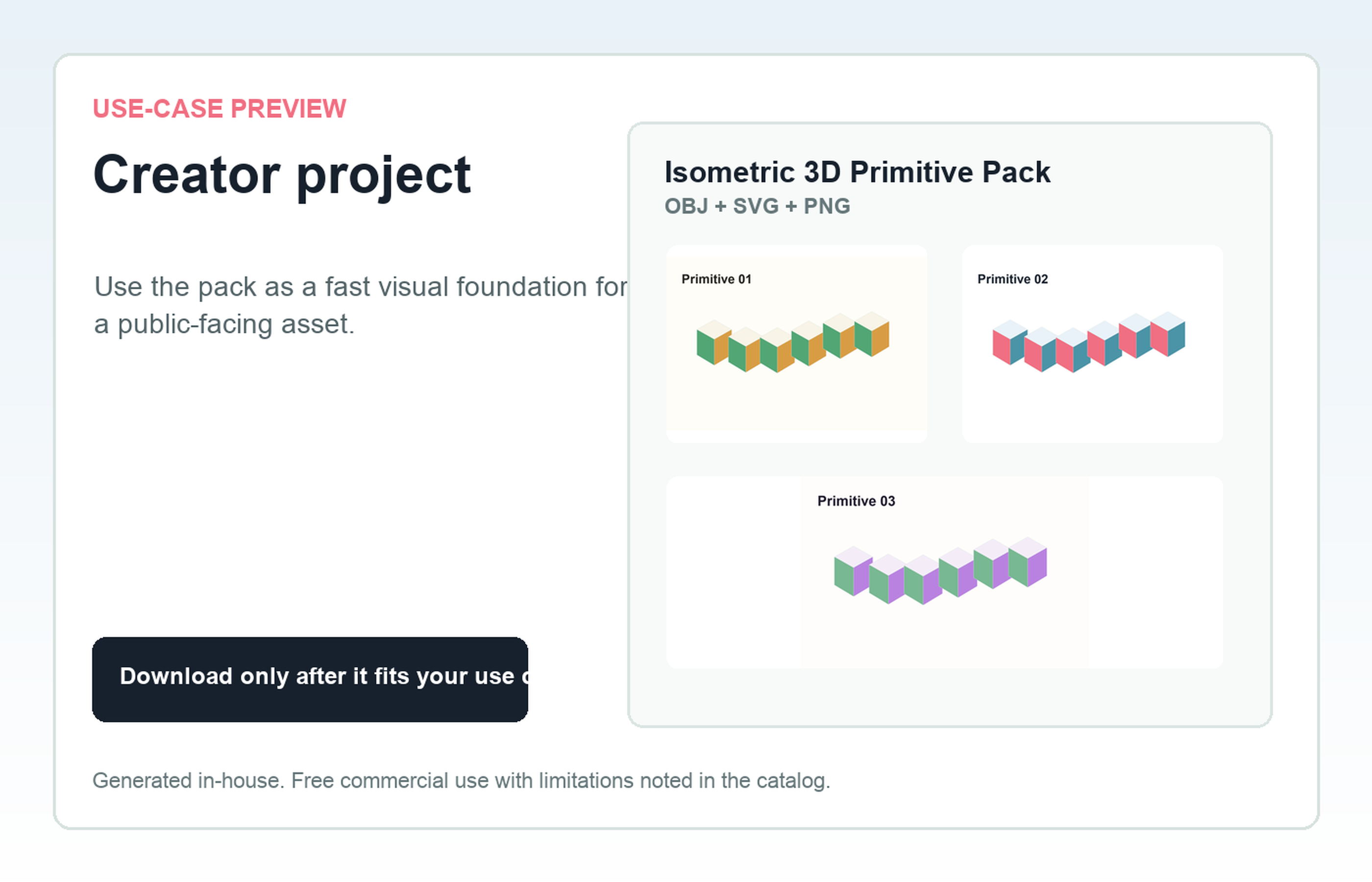 Isometric 3D Primitive Pack Creator project use-case preview