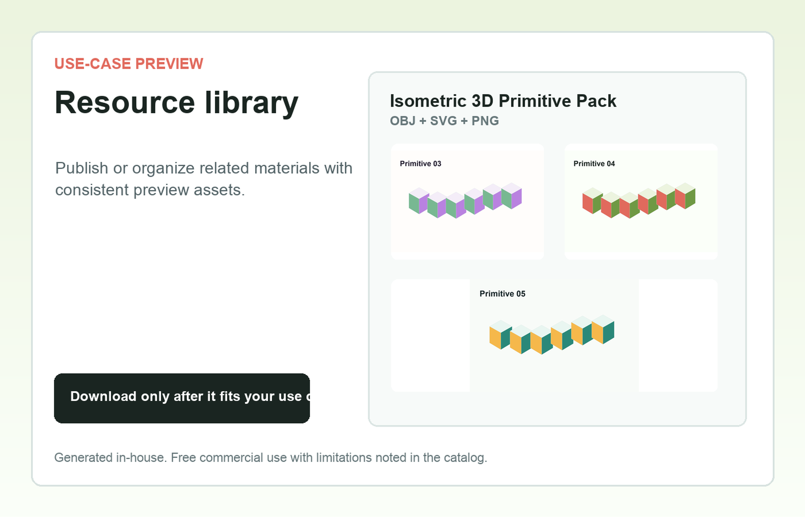 Isometric 3D Primitive Pack Resource library use-case preview