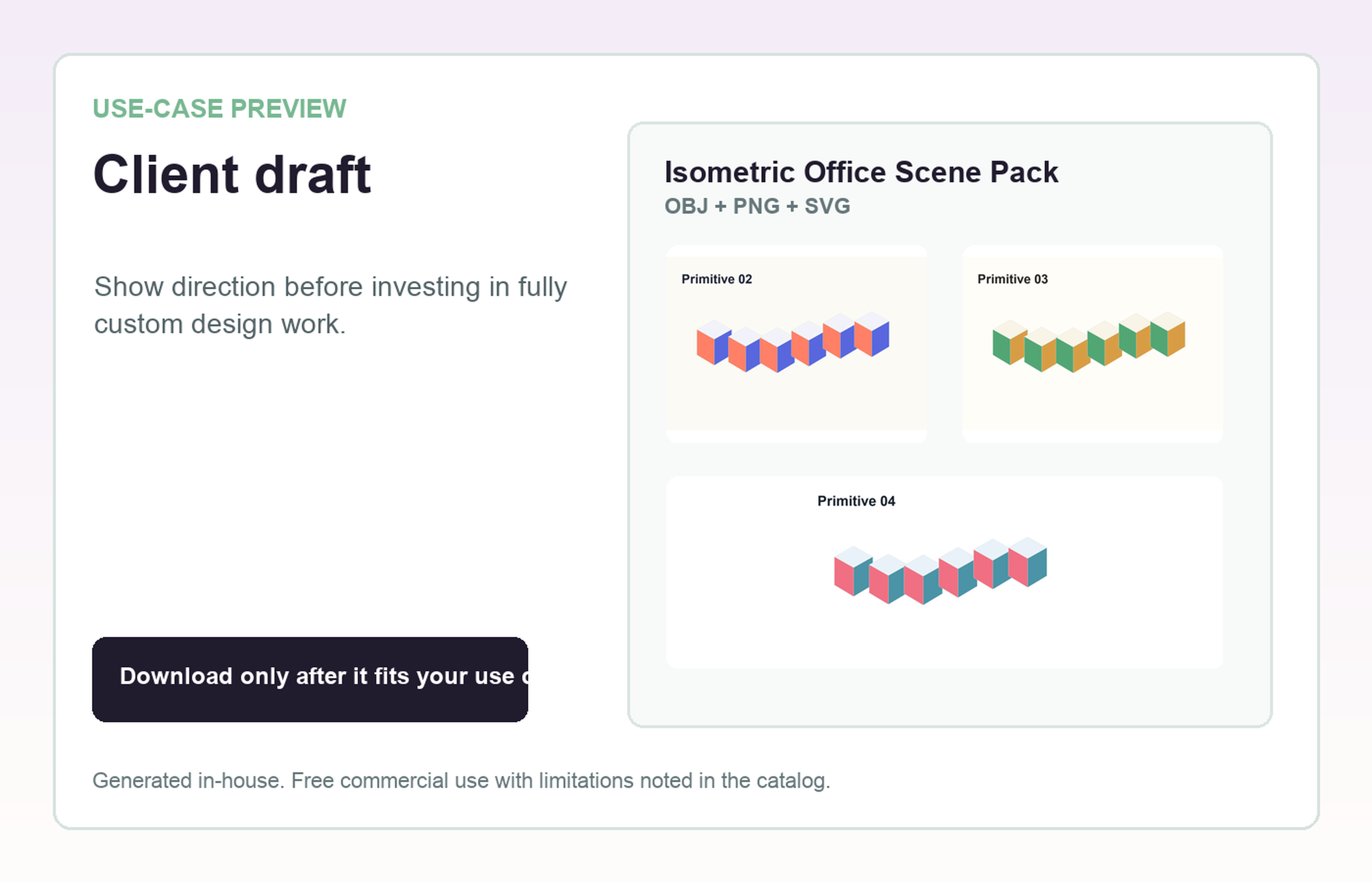 Isometric Office Scene Pack Client draft use-case preview