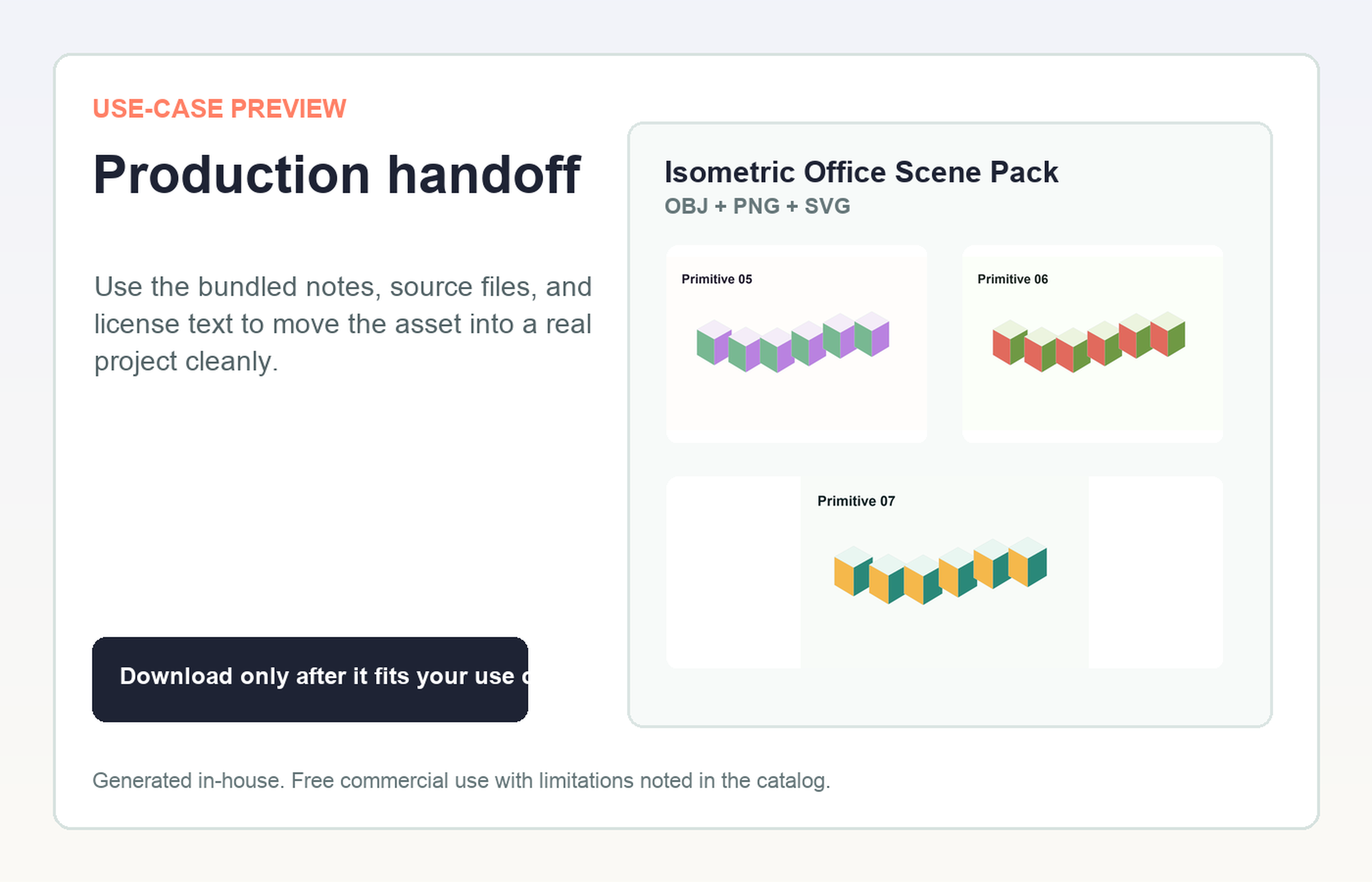 Isometric Office Scene Pack Production handoff use-case preview