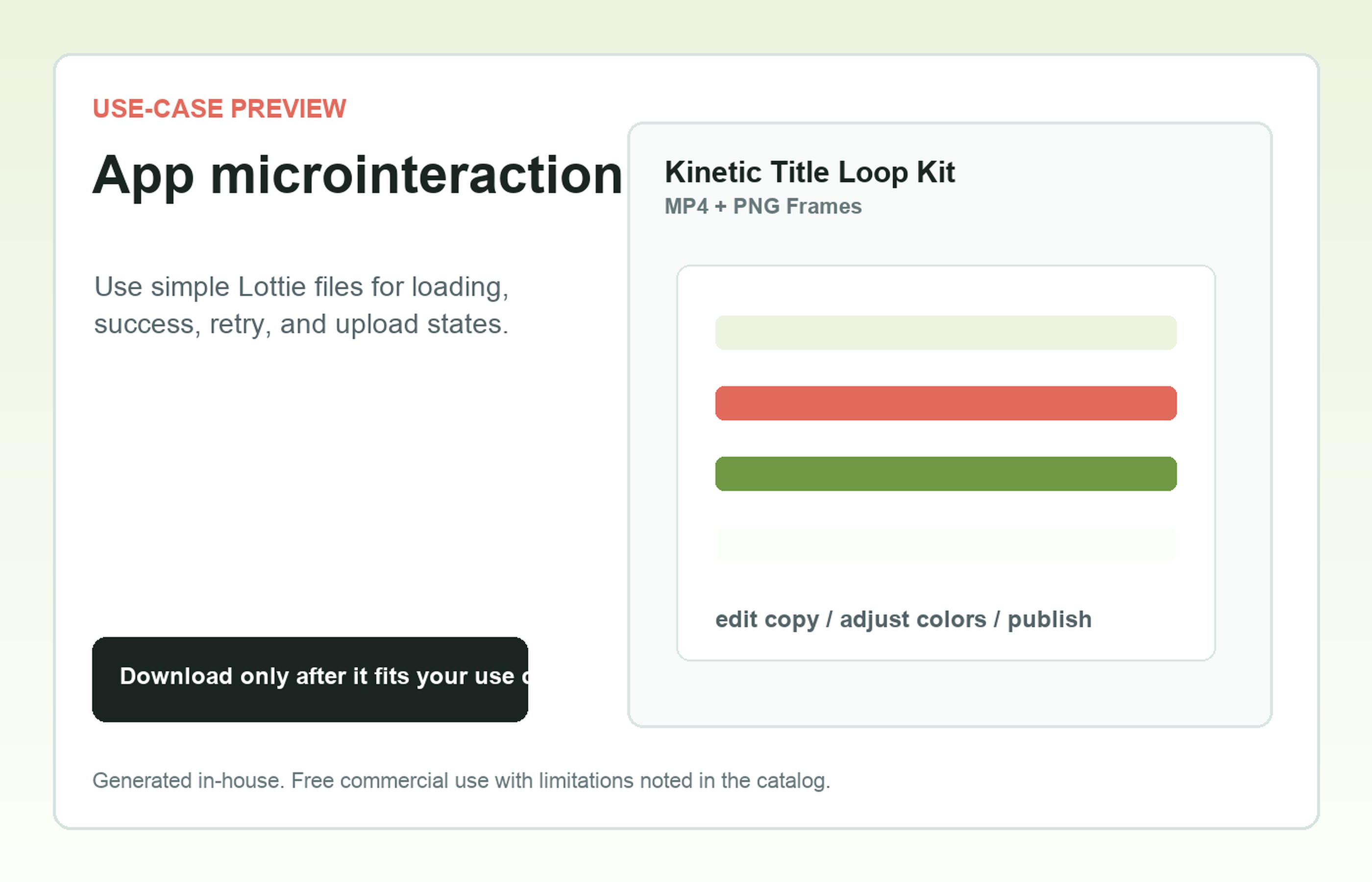 Kinetic Title Loop Kit App microinteraction use-case preview