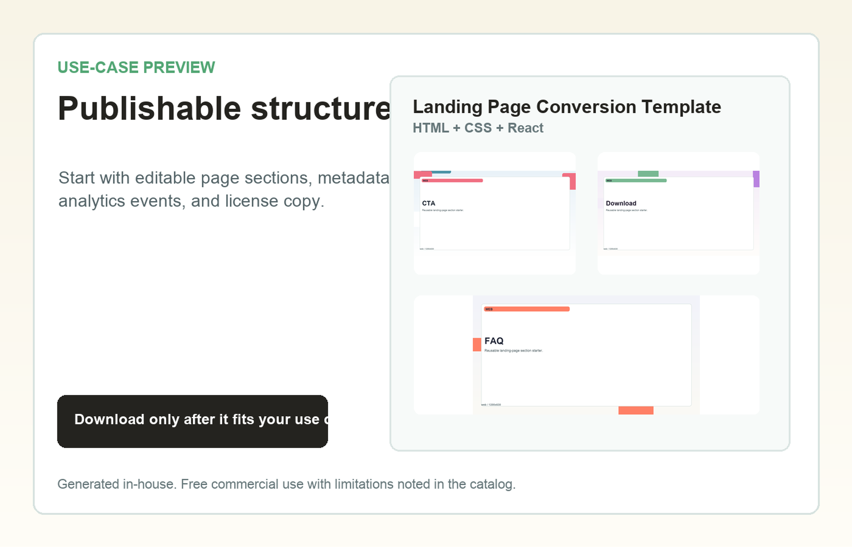 Landing Page Conversion Template Publishable structure use-case preview