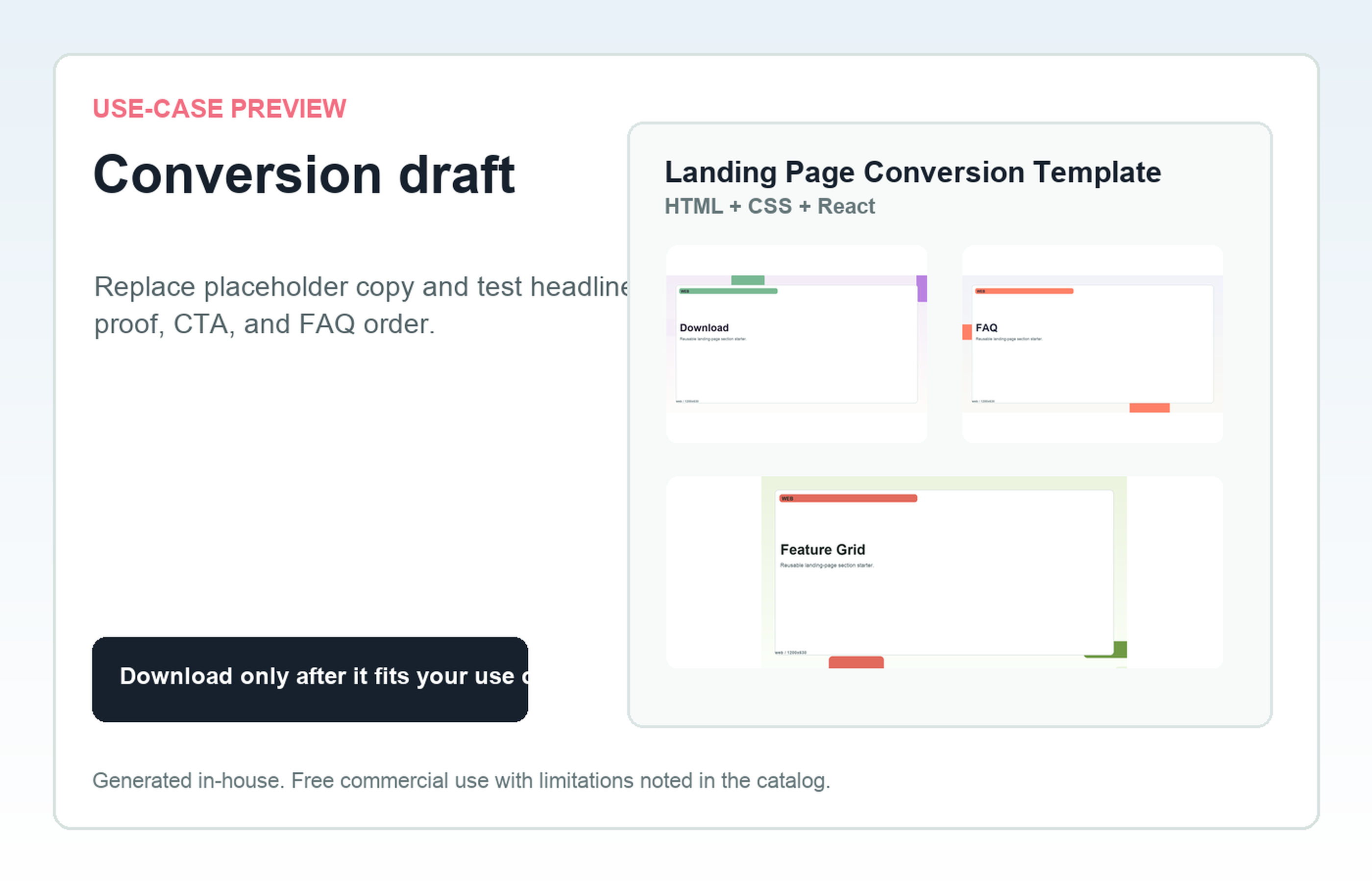 Landing Page Conversion Template Conversion draft use-case preview