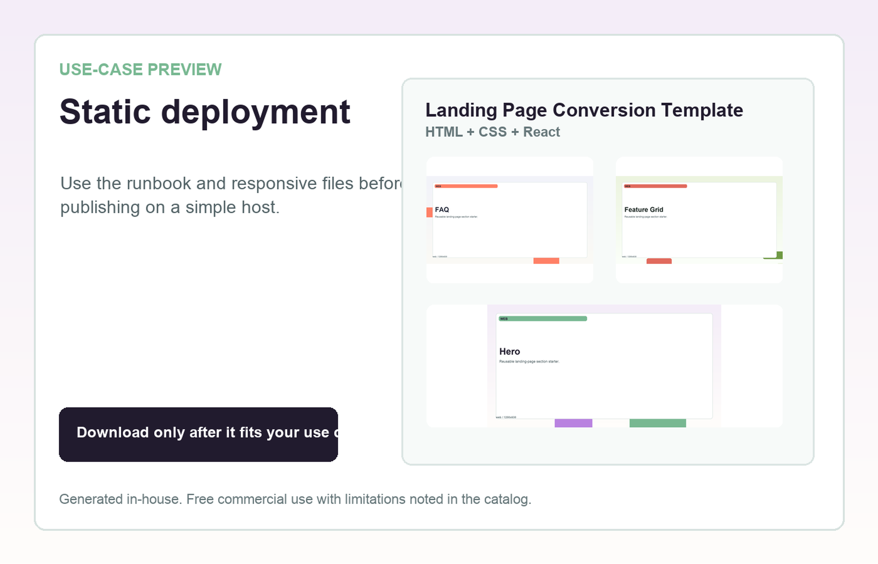 Landing Page Conversion Template Static deployment use-case preview