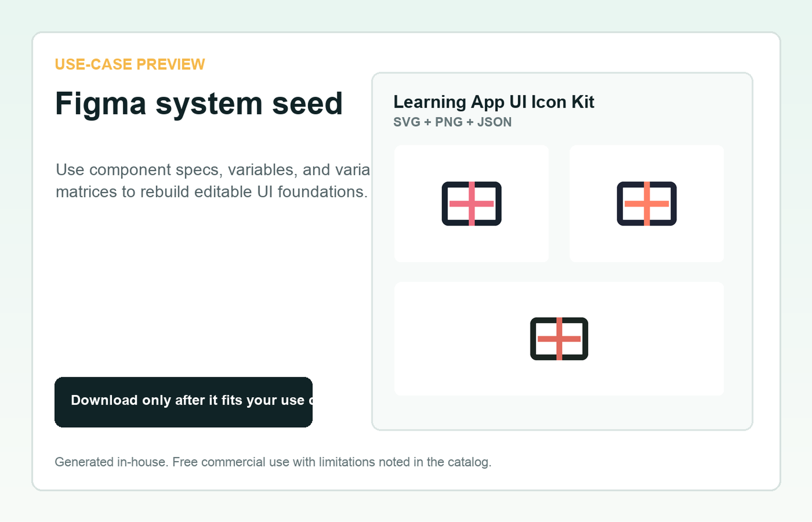 Learning App UI Icon Kit Figma system seed use-case preview