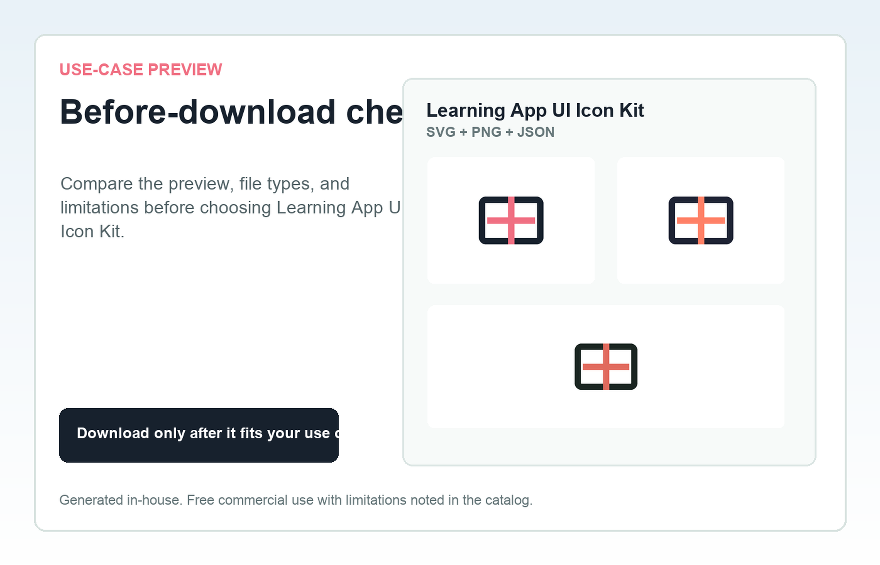 Learning App UI Icon Kit Before-download check use-case preview