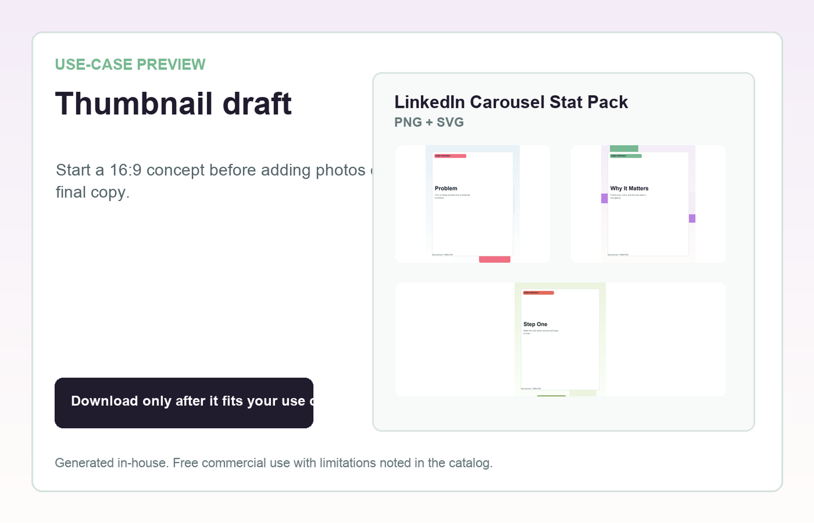 LinkedIn Carousel Stat Pack Thumbnail draft use-case preview