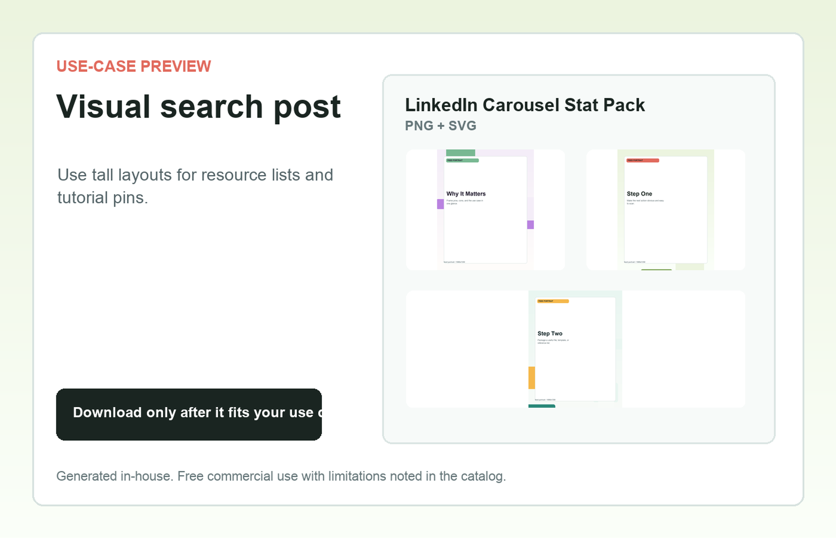 LinkedIn Carousel Stat Pack Visual search post use-case preview