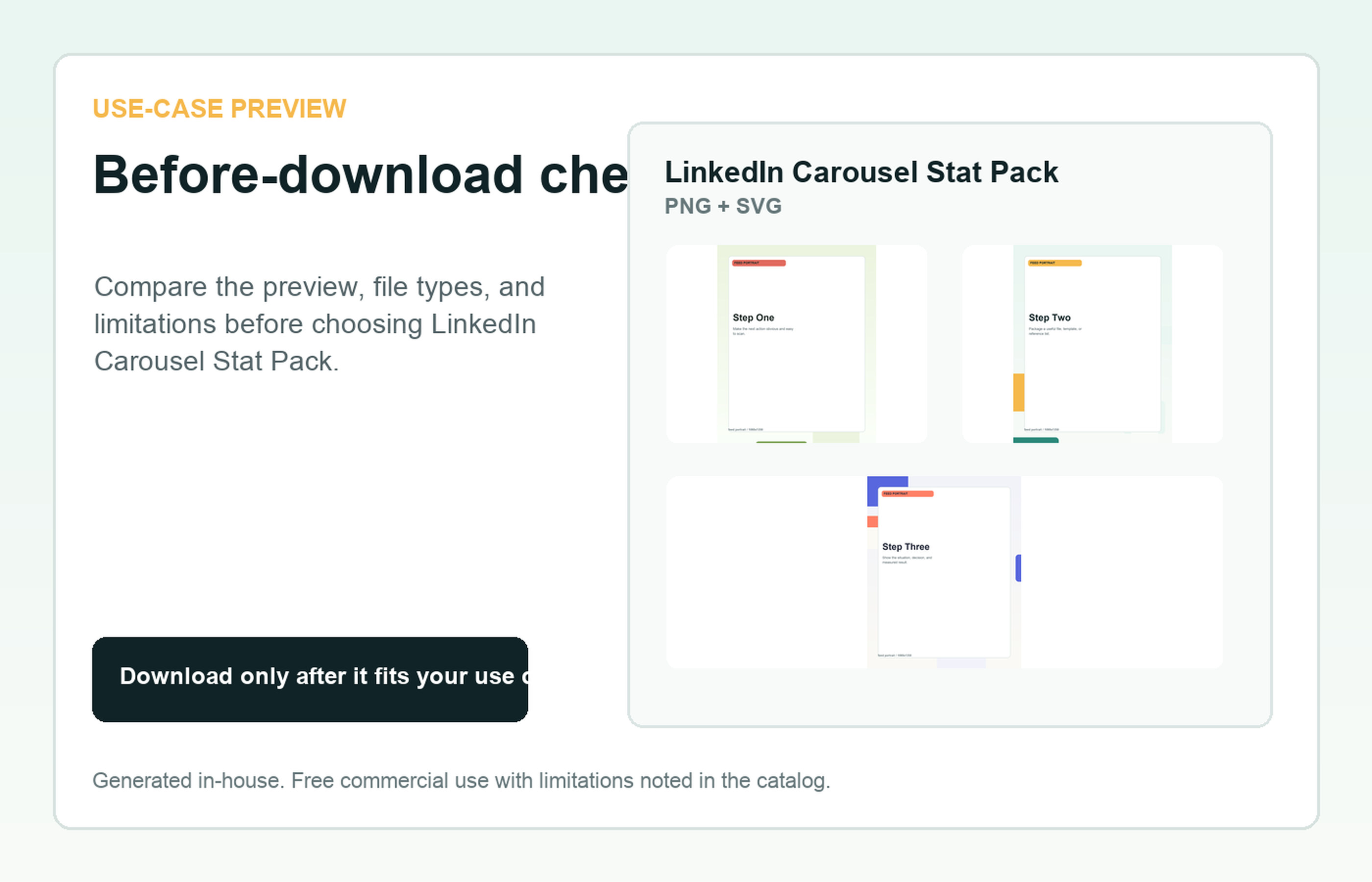 LinkedIn Carousel Stat Pack Before-download check use-case preview