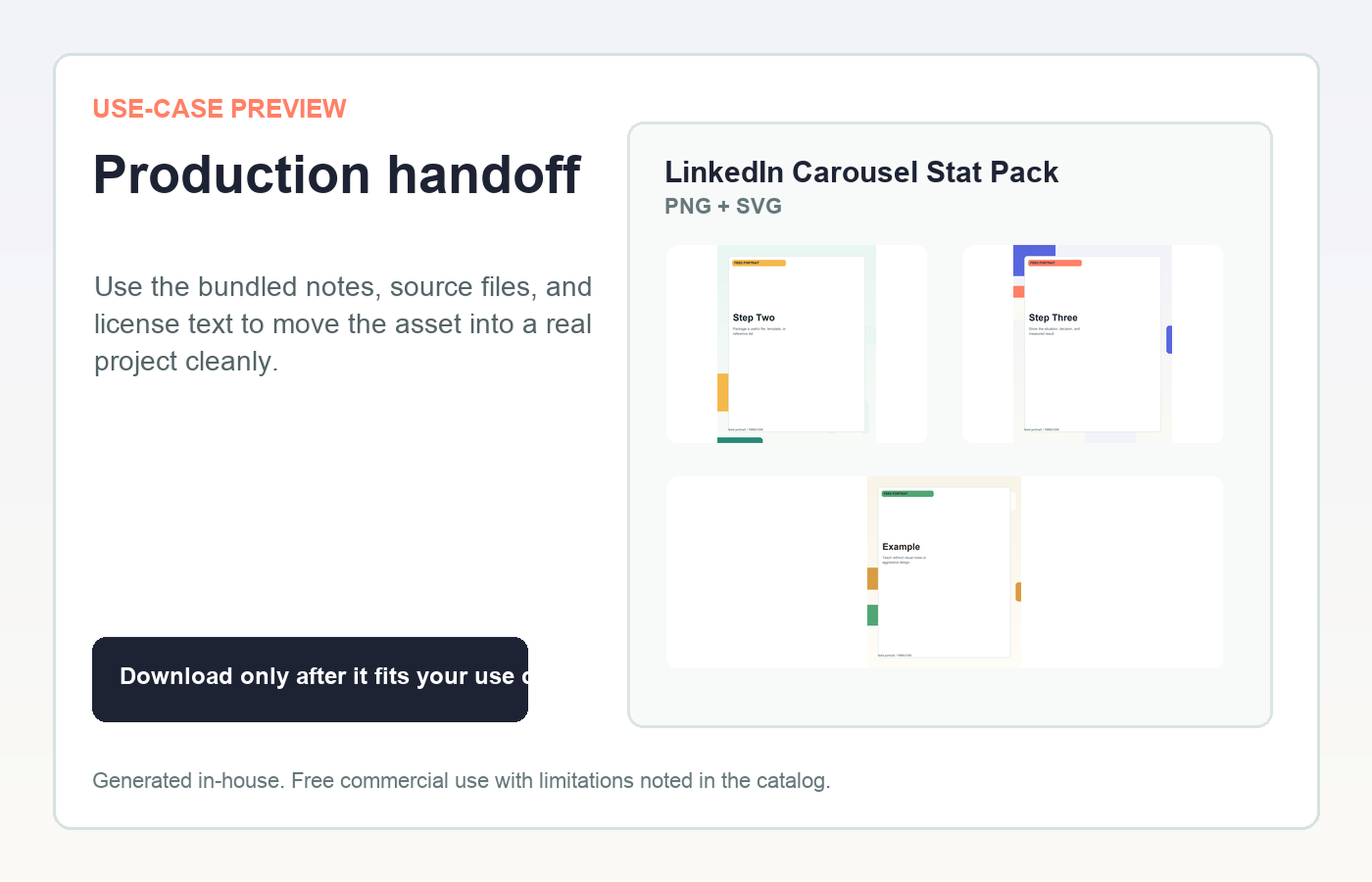 LinkedIn Carousel Stat Pack Production handoff use-case preview