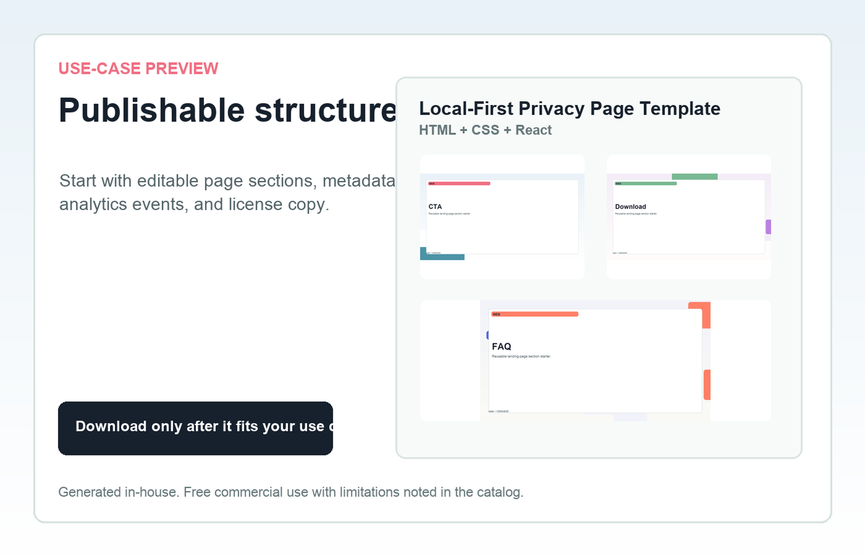 Local-First Privacy Page Template Publishable structure use-case preview