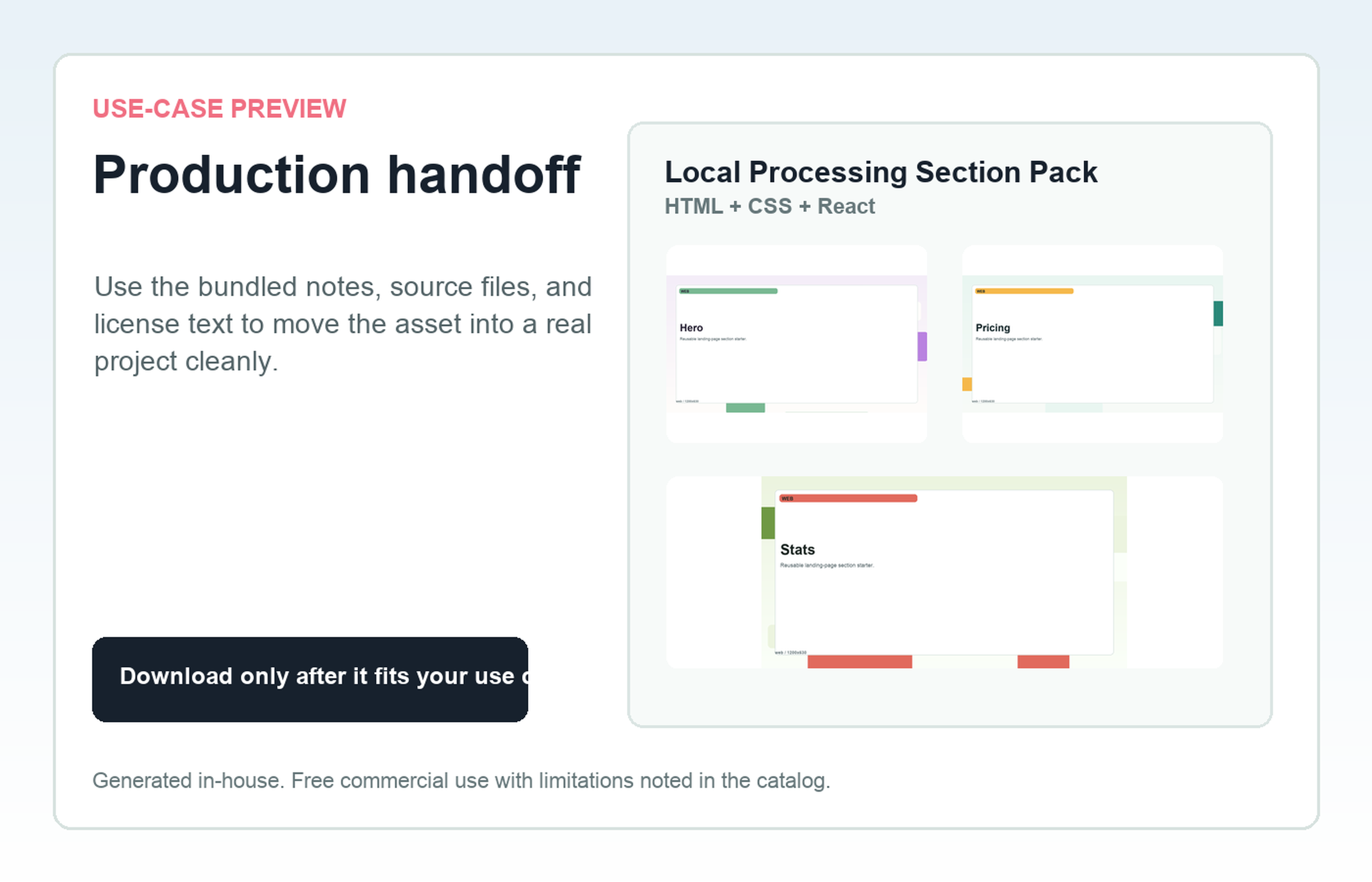 Local Processing Section Pack Production handoff use-case preview