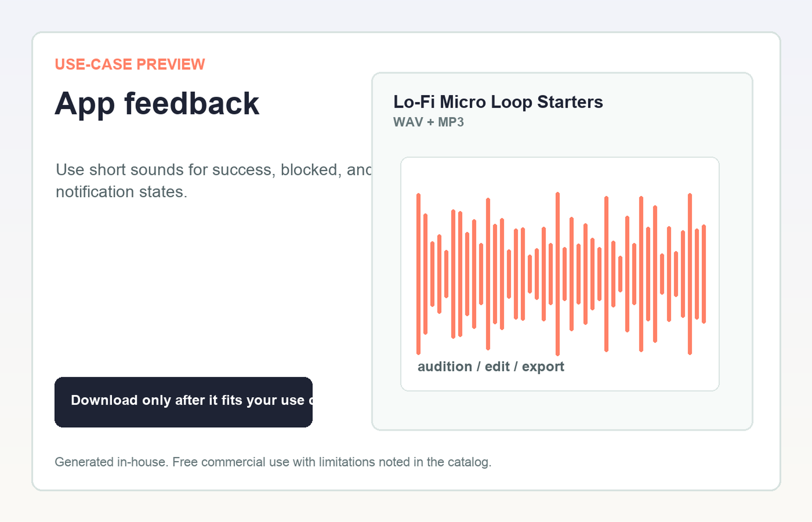 Lo-Fi Micro Loop Starters App feedback use-case preview