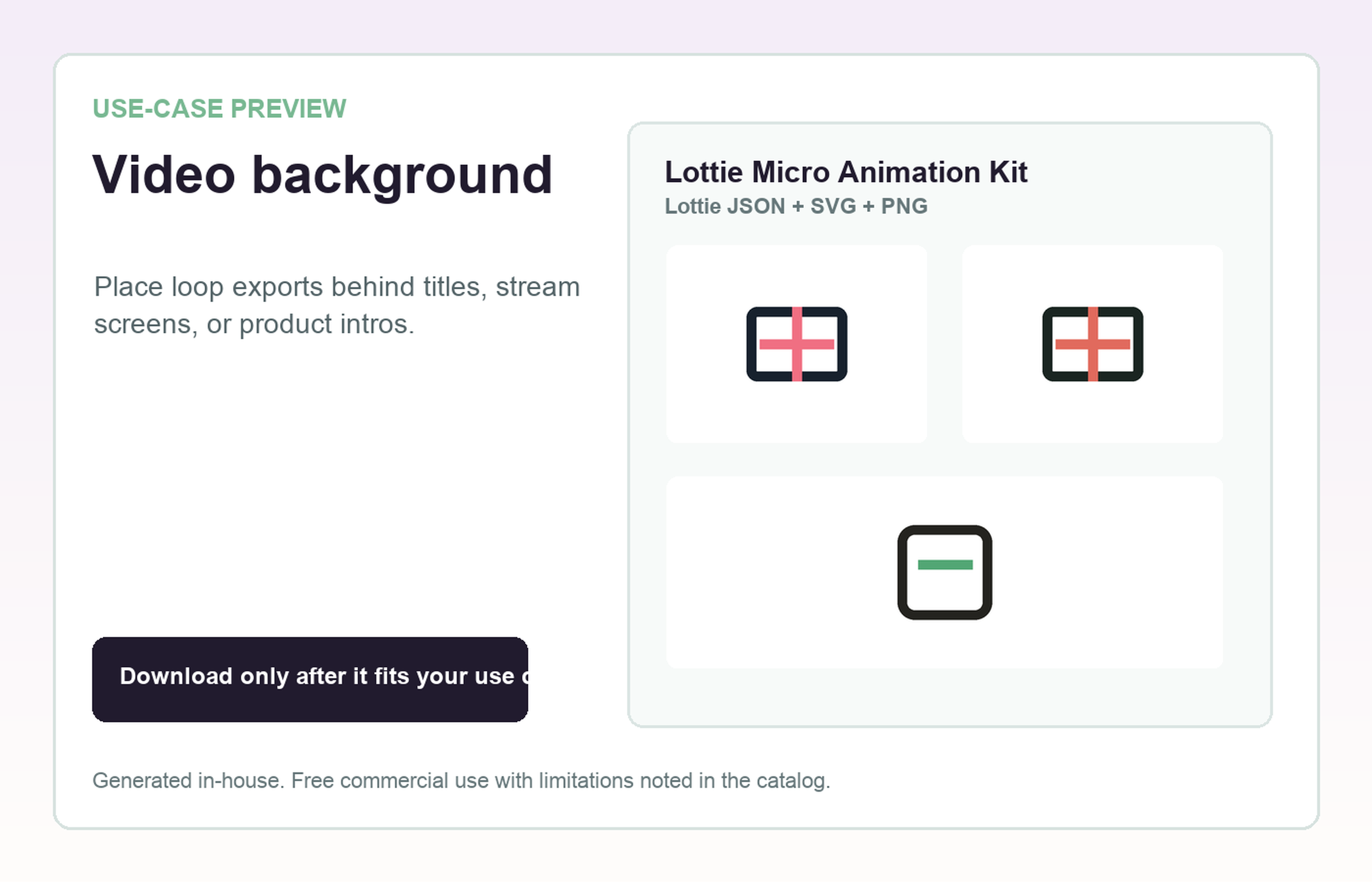 Lottie Micro Animation Kit Video background use-case preview