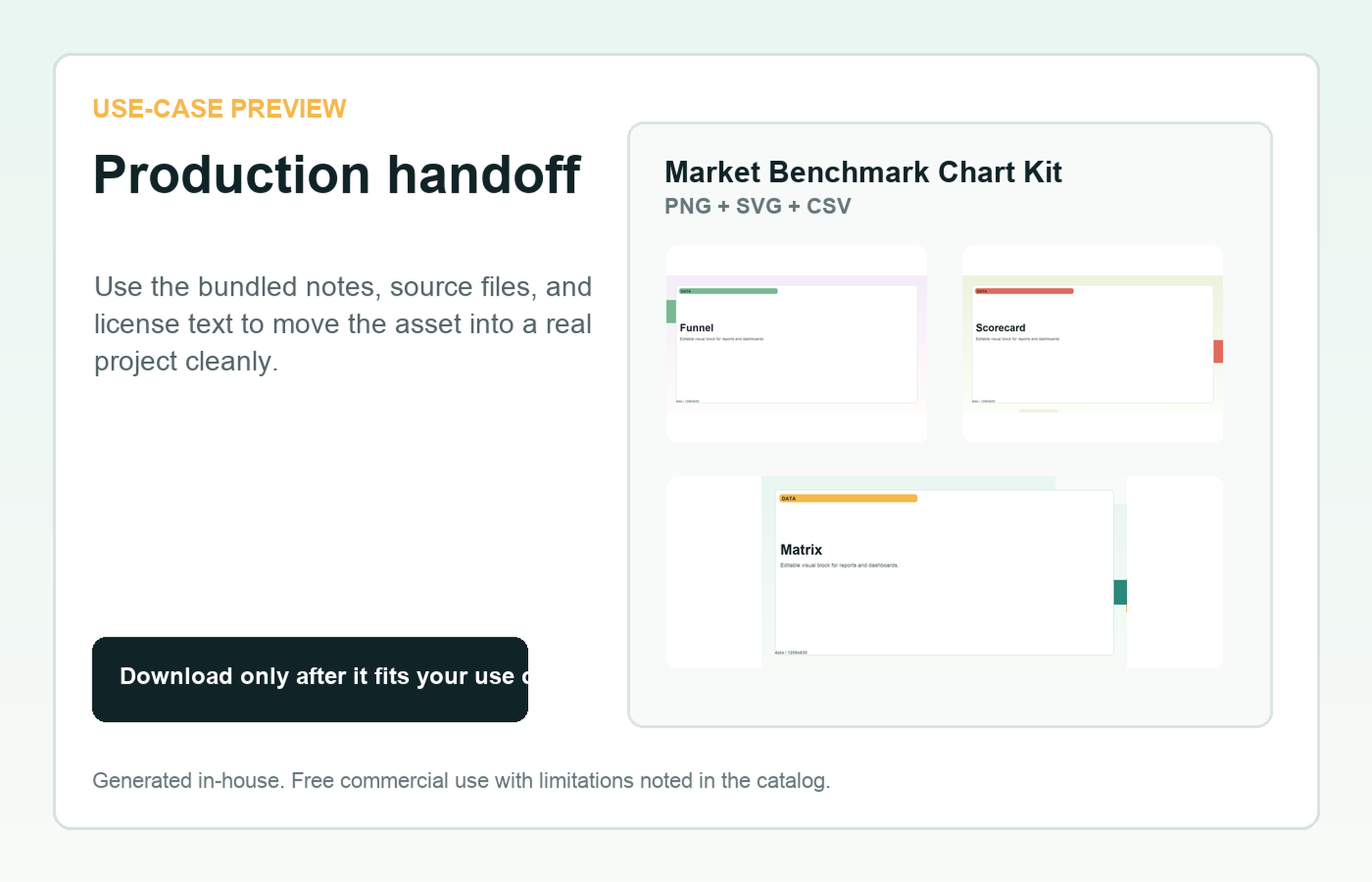 Market Benchmark Chart Kit Production handoff use-case preview