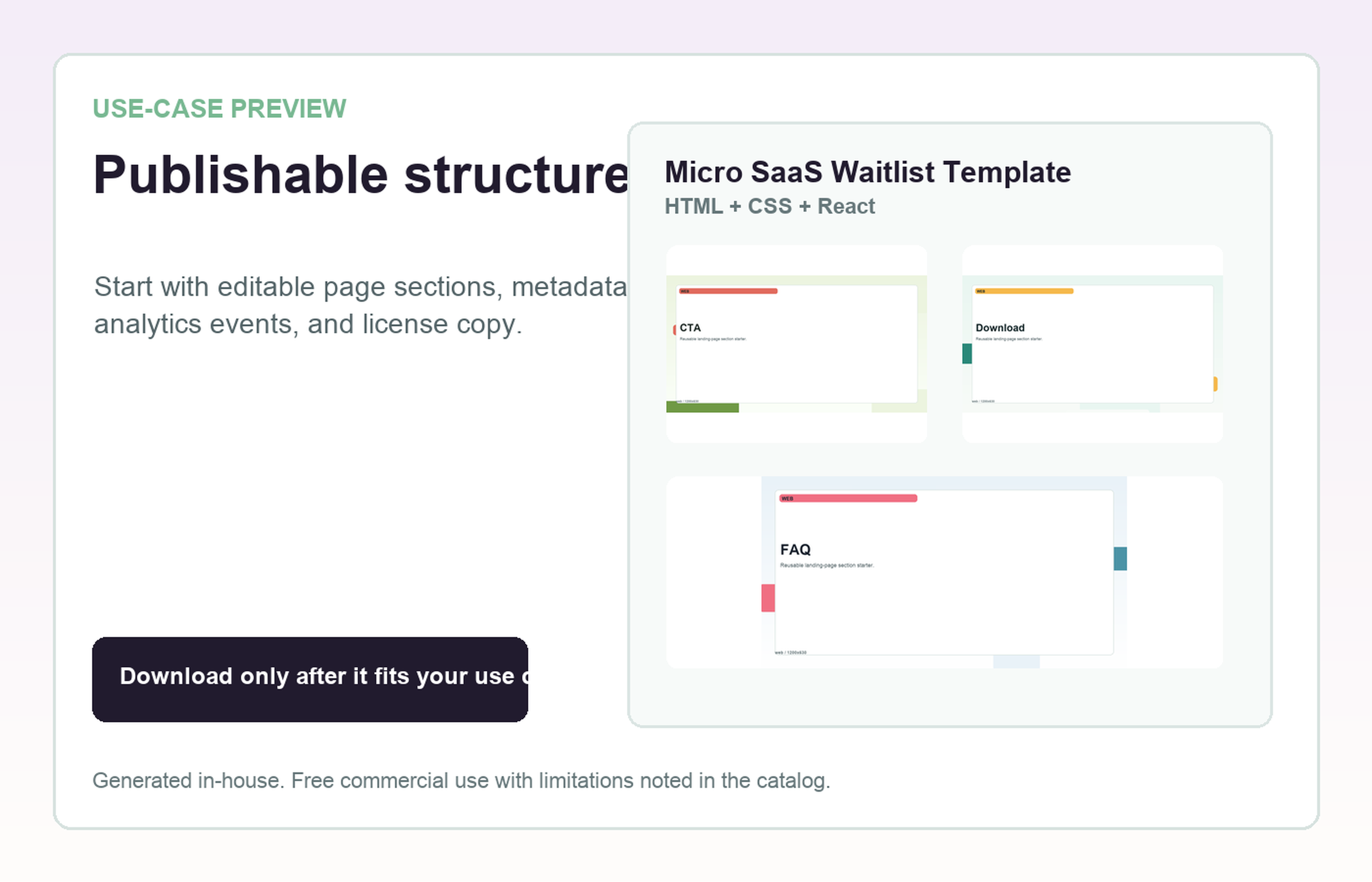 Micro SaaS Waitlist Template Publishable structure use-case preview