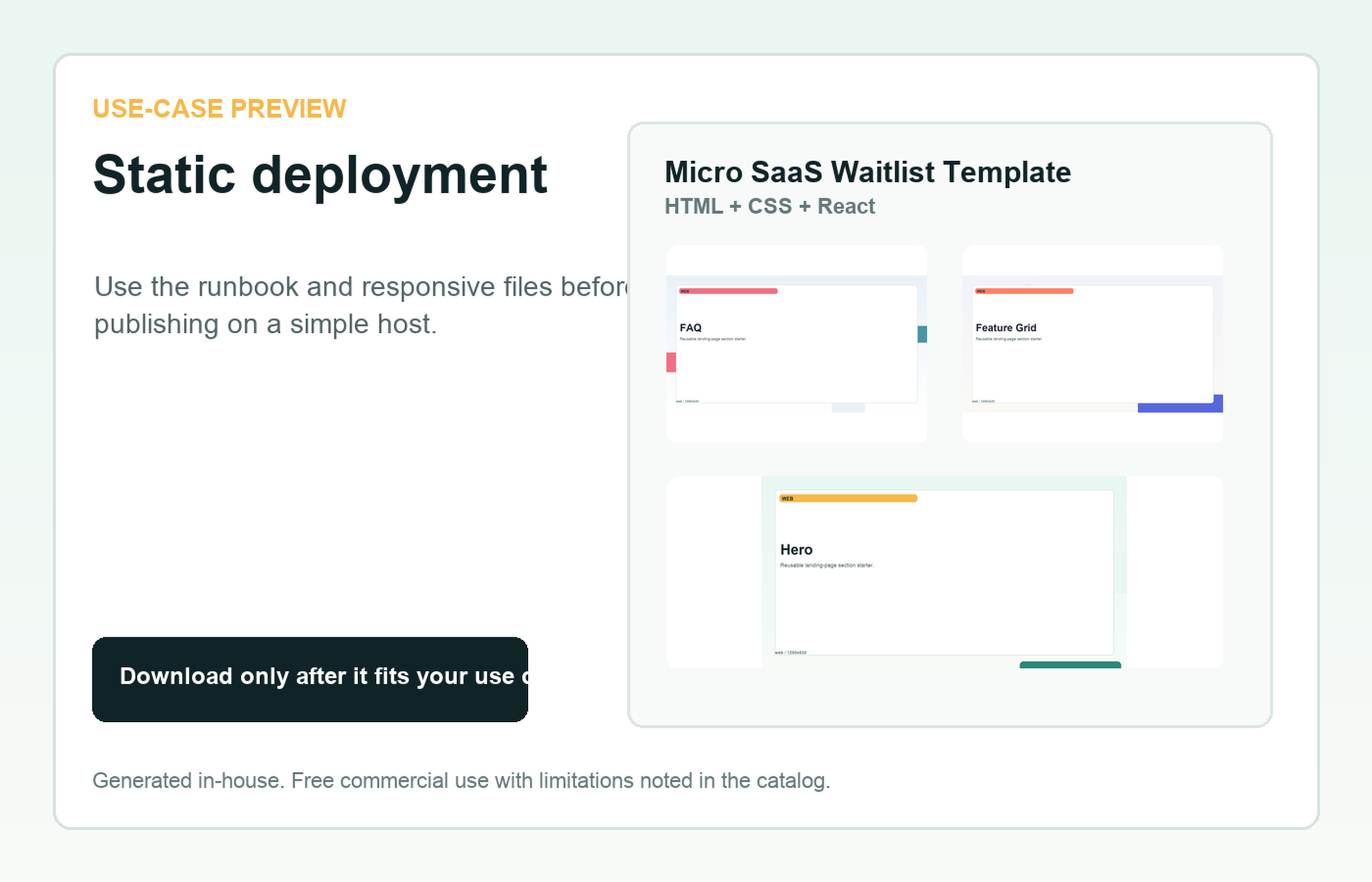 Micro SaaS Waitlist Template Static deployment use-case preview
