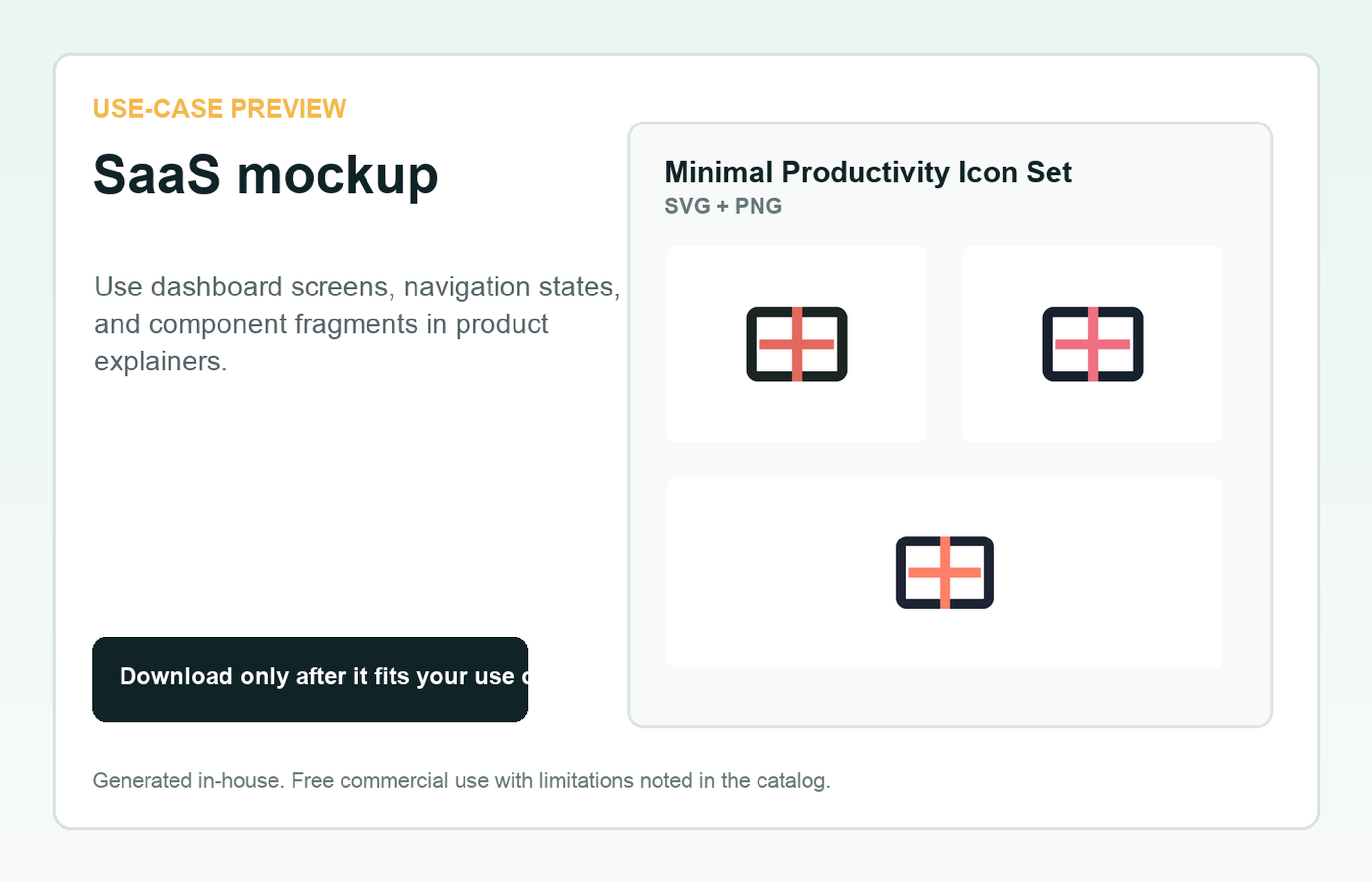 Minimal Productivity Icon Set SaaS mockup use-case preview