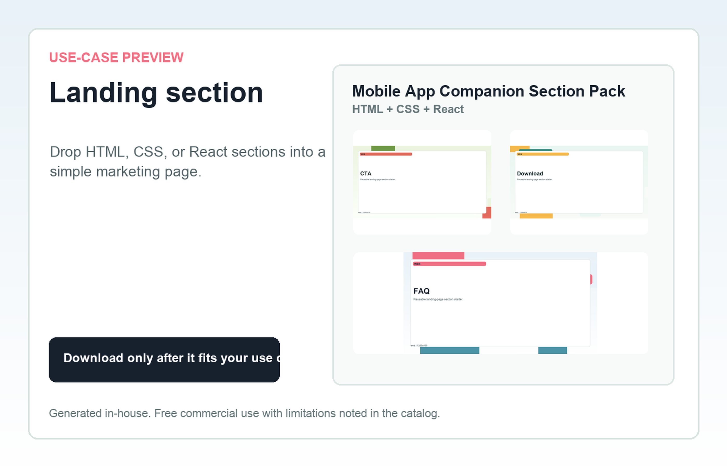 Mobile App Companion Section Pack Landing section use-case preview