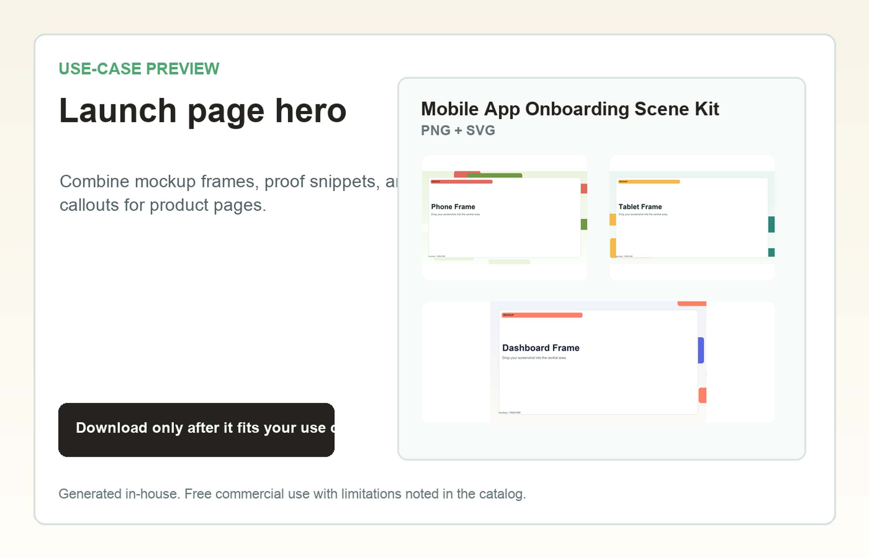 Mobile App Onboarding Scene Kit Launch page hero use-case preview