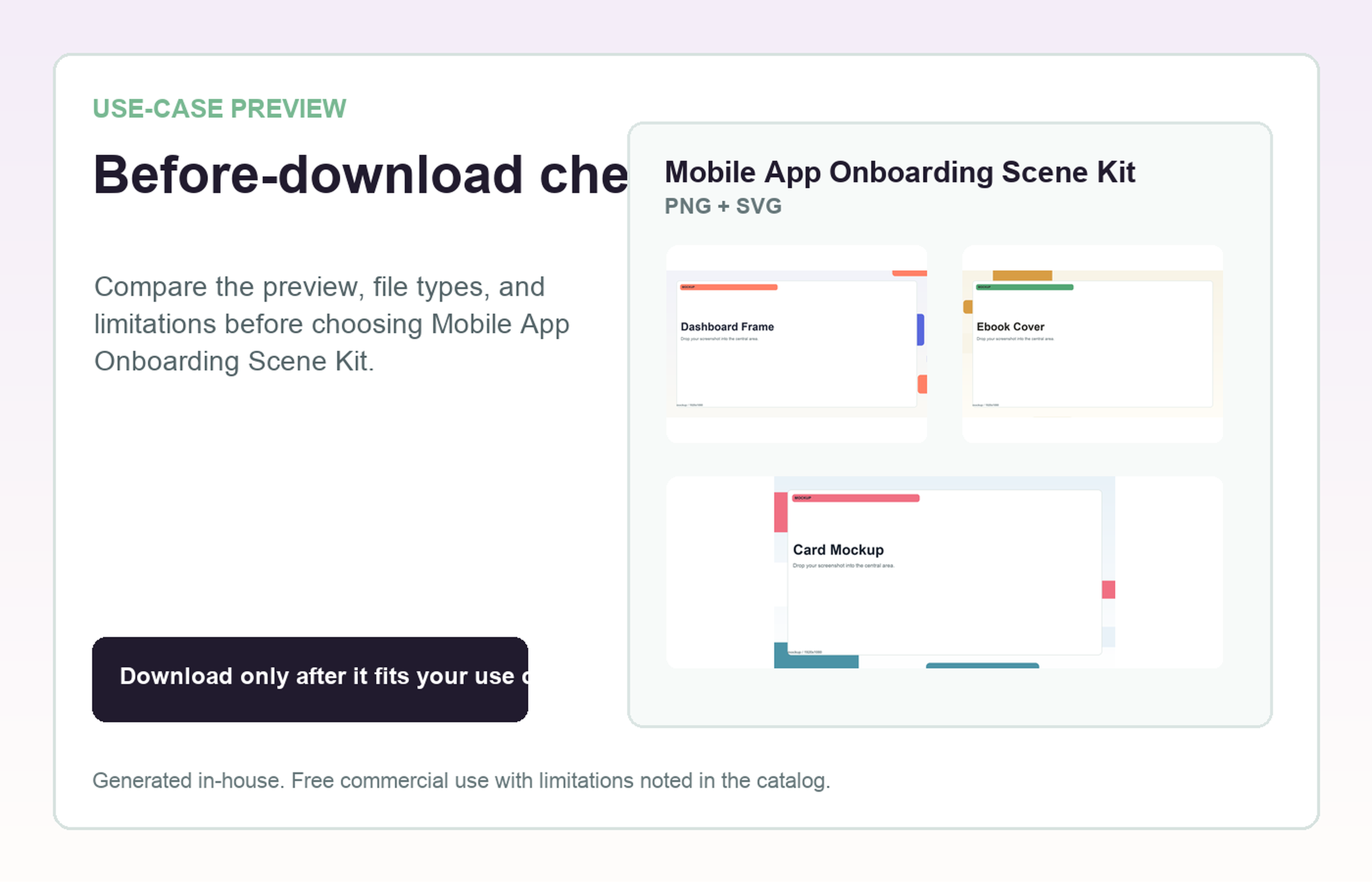 Mobile App Onboarding Scene Kit Before-download check use-case preview