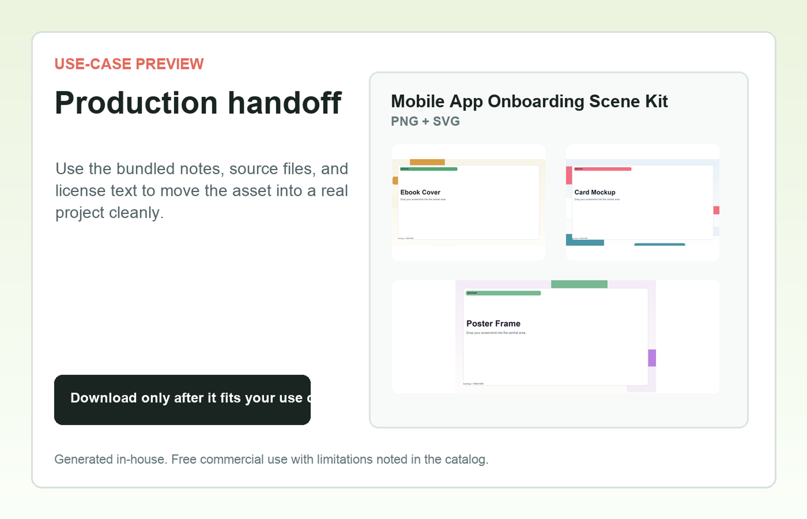 Mobile App Onboarding Scene Kit Production handoff use-case preview