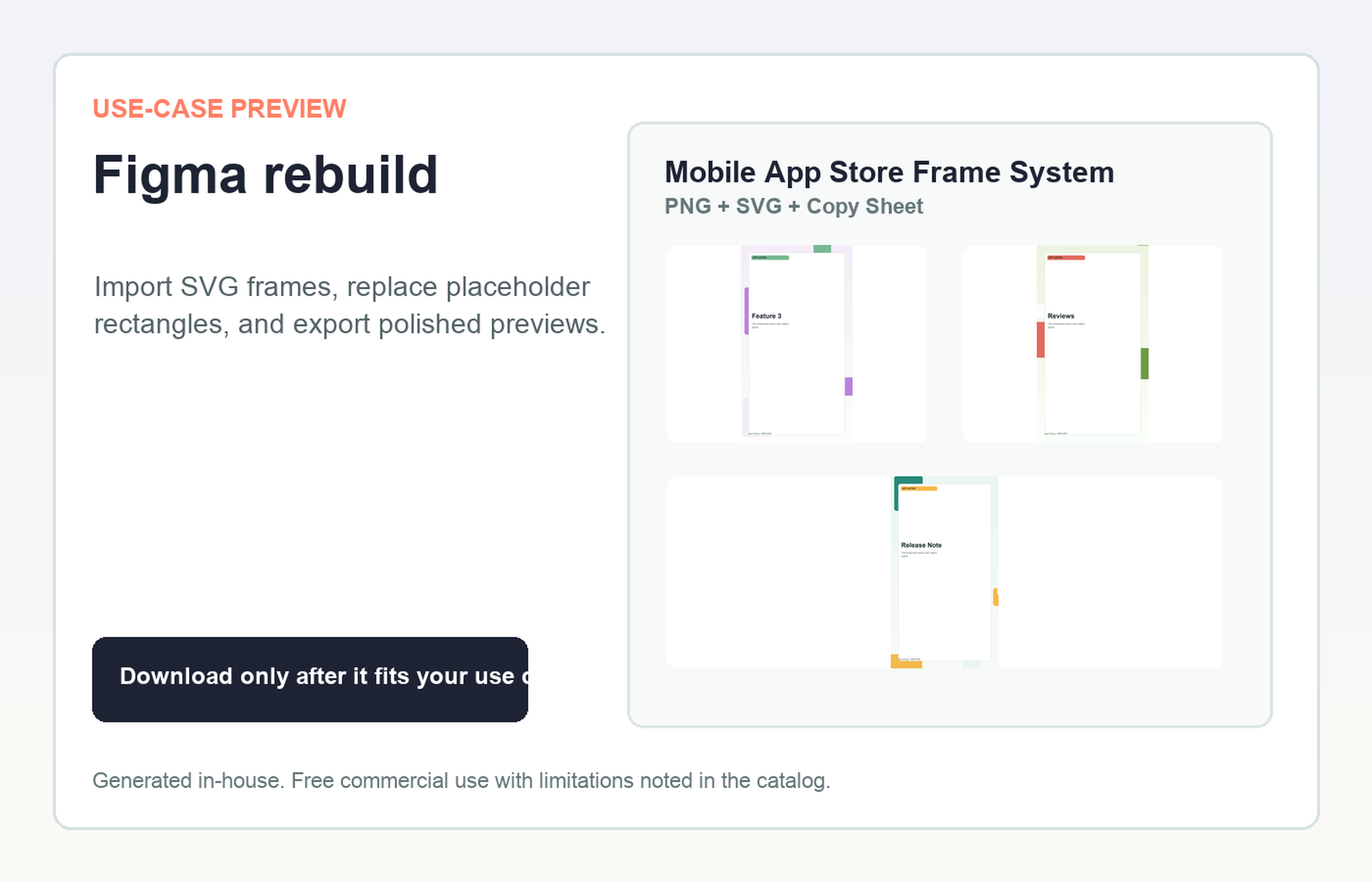 Mobile App Store Frame System Figma rebuild use-case preview