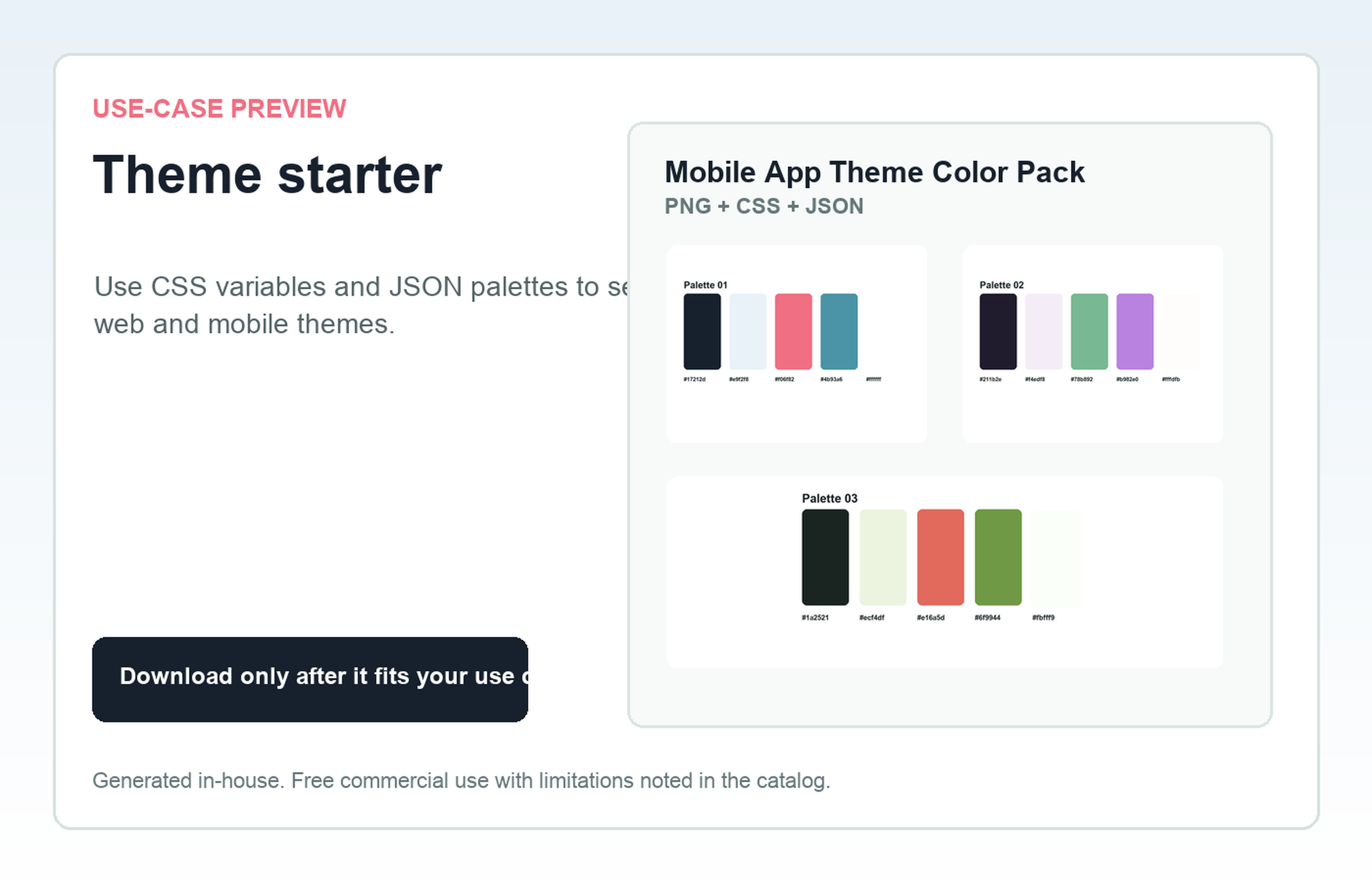 Mobile App Theme Color Pack Theme starter use-case preview