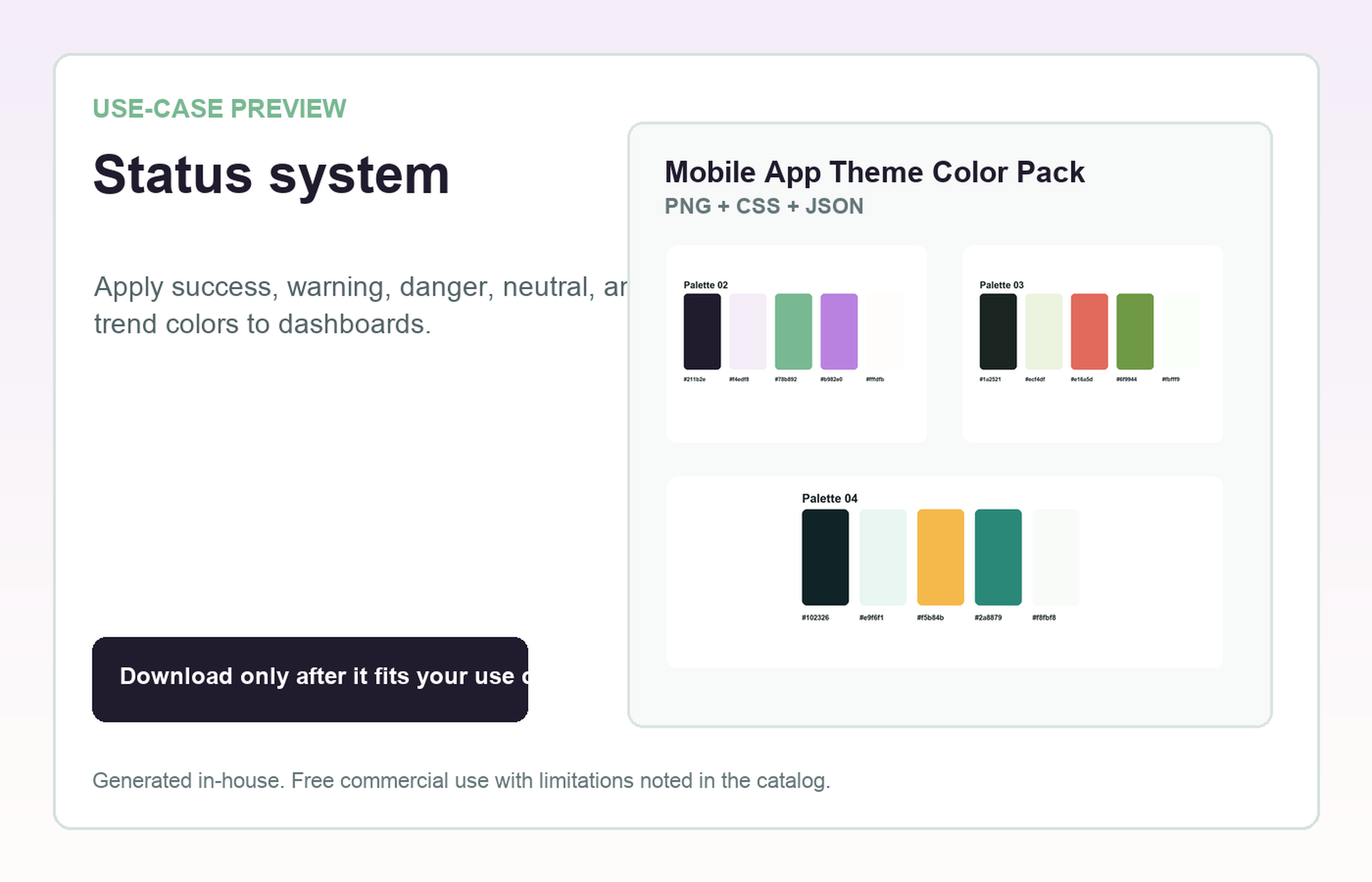 Mobile App Theme Color Pack Status system use-case preview