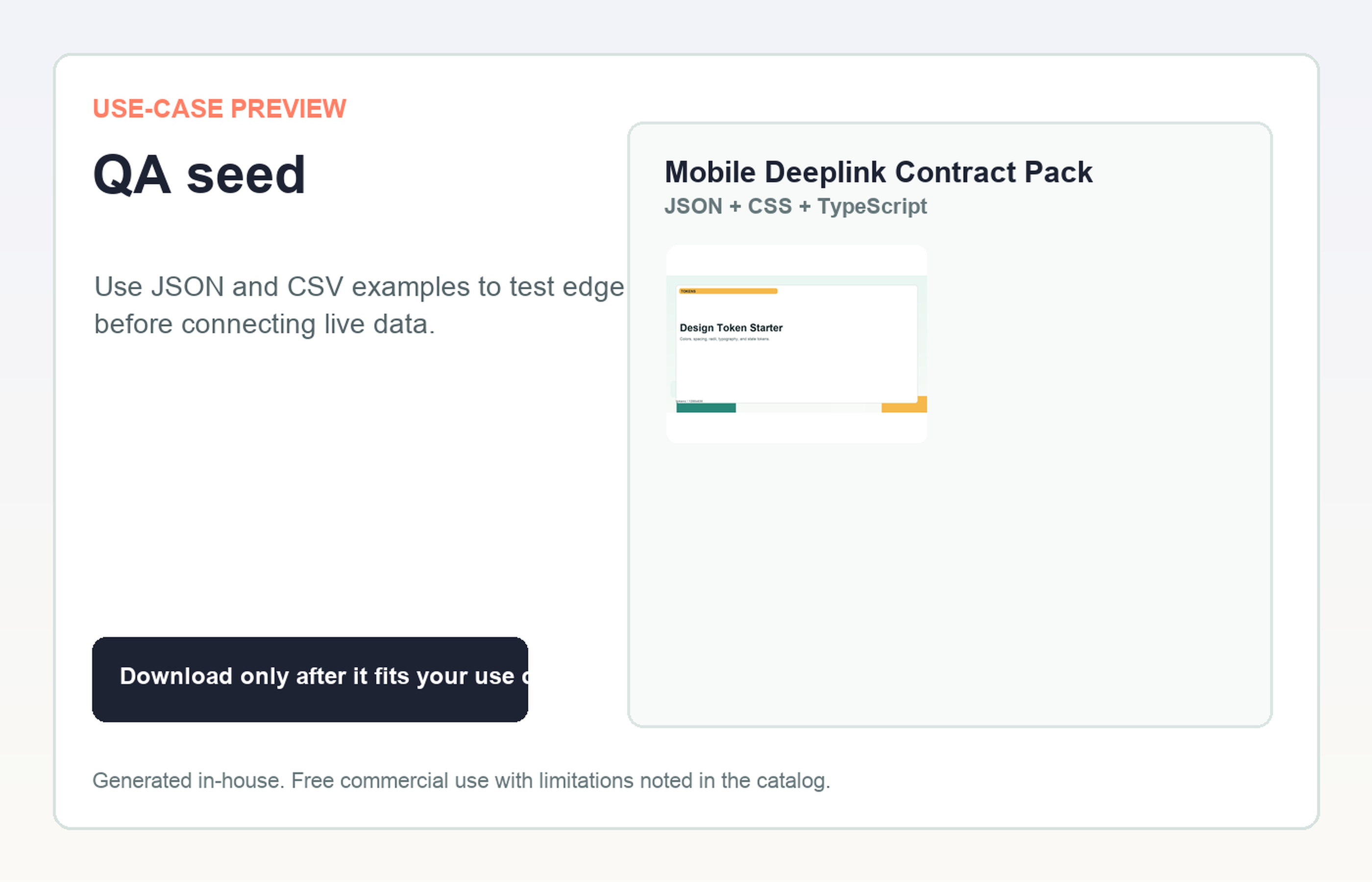 Mobile Deeplink Contract Pack QA seed use-case preview