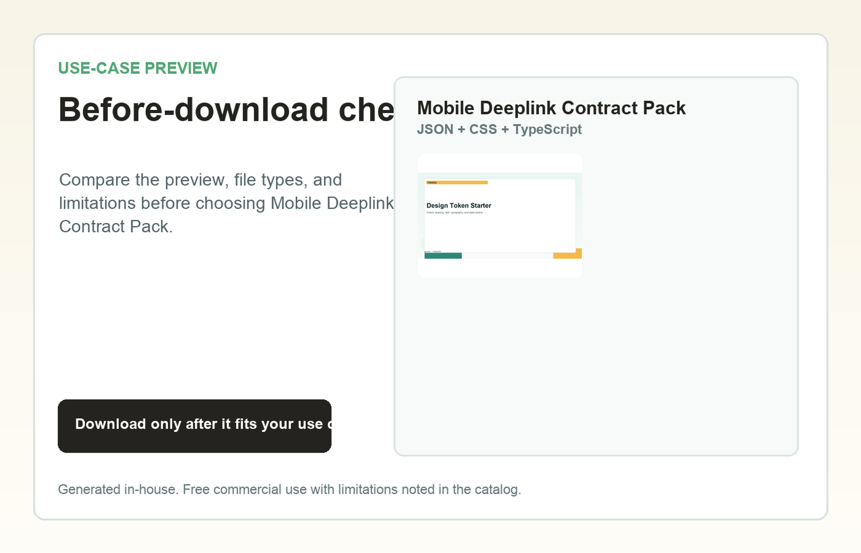 Mobile Deeplink Contract Pack Before-download check use-case preview