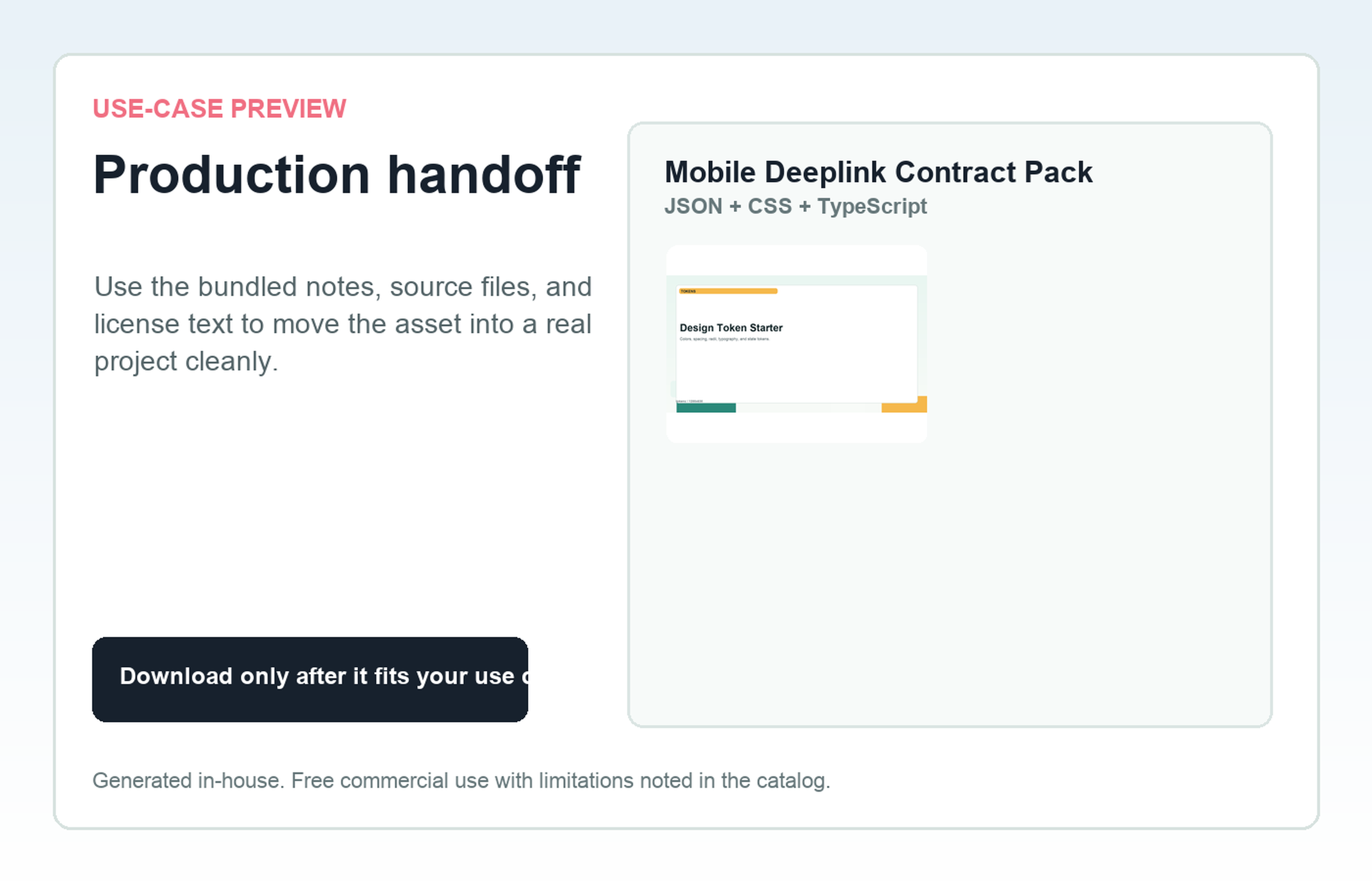 Mobile Deeplink Contract Pack Production handoff use-case preview