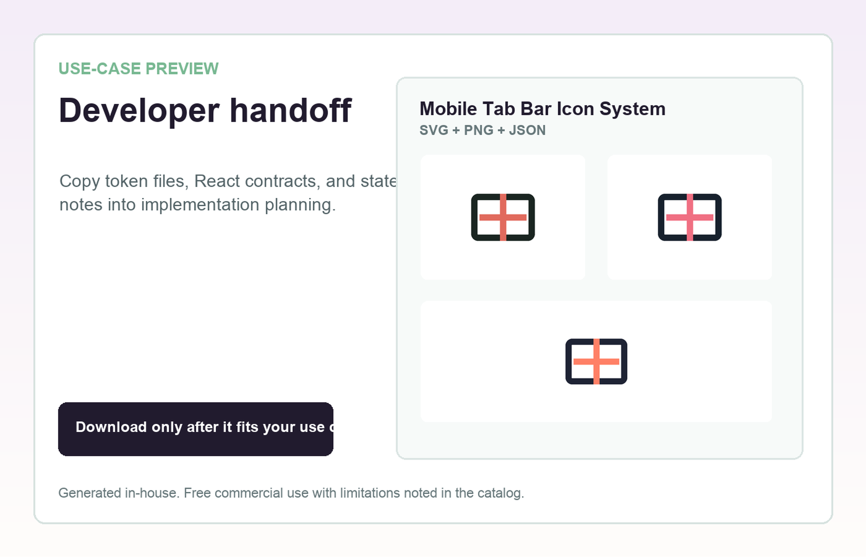 Mobile Tab Bar Icon System Developer handoff use-case preview