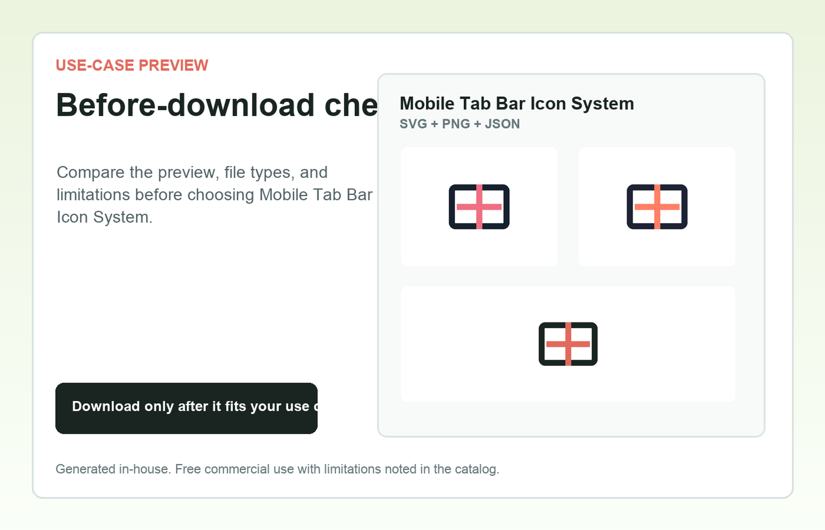 Mobile Tab Bar Icon System Before-download check use-case preview