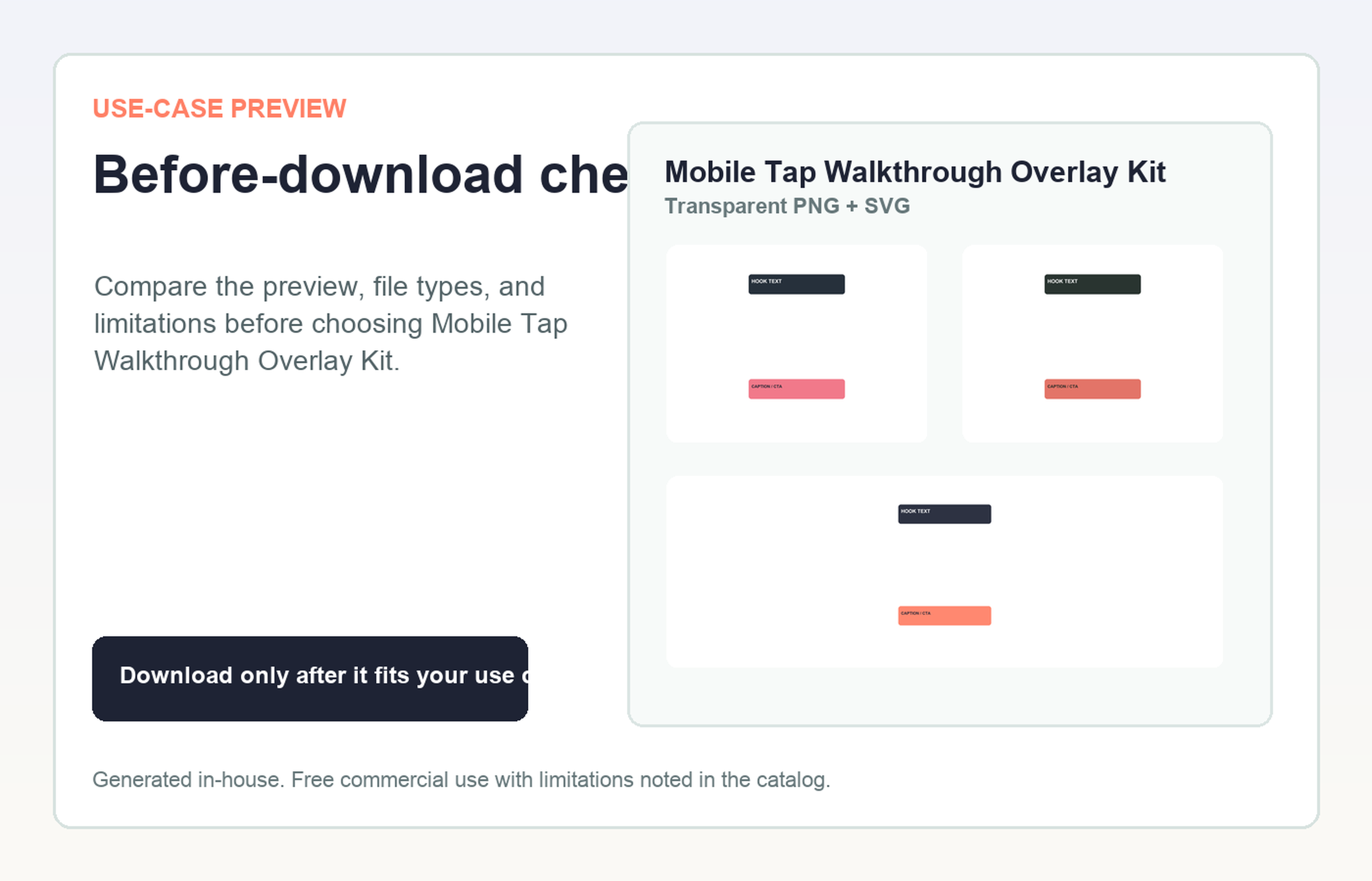 Mobile Tap Walkthrough Overlay Kit Before-download check use-case preview