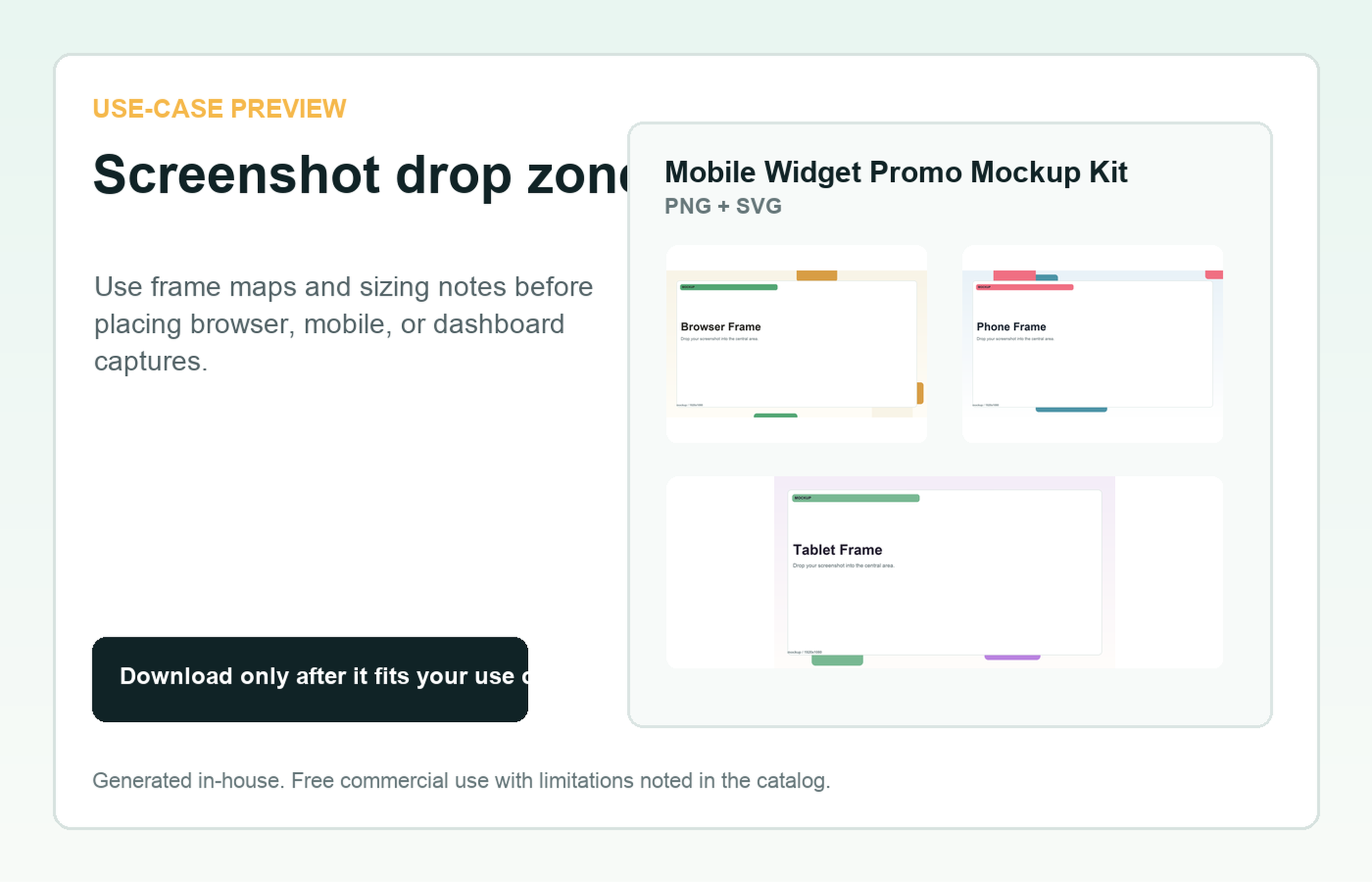 Mobile Widget Promo Mockup Kit Screenshot drop zone use-case preview