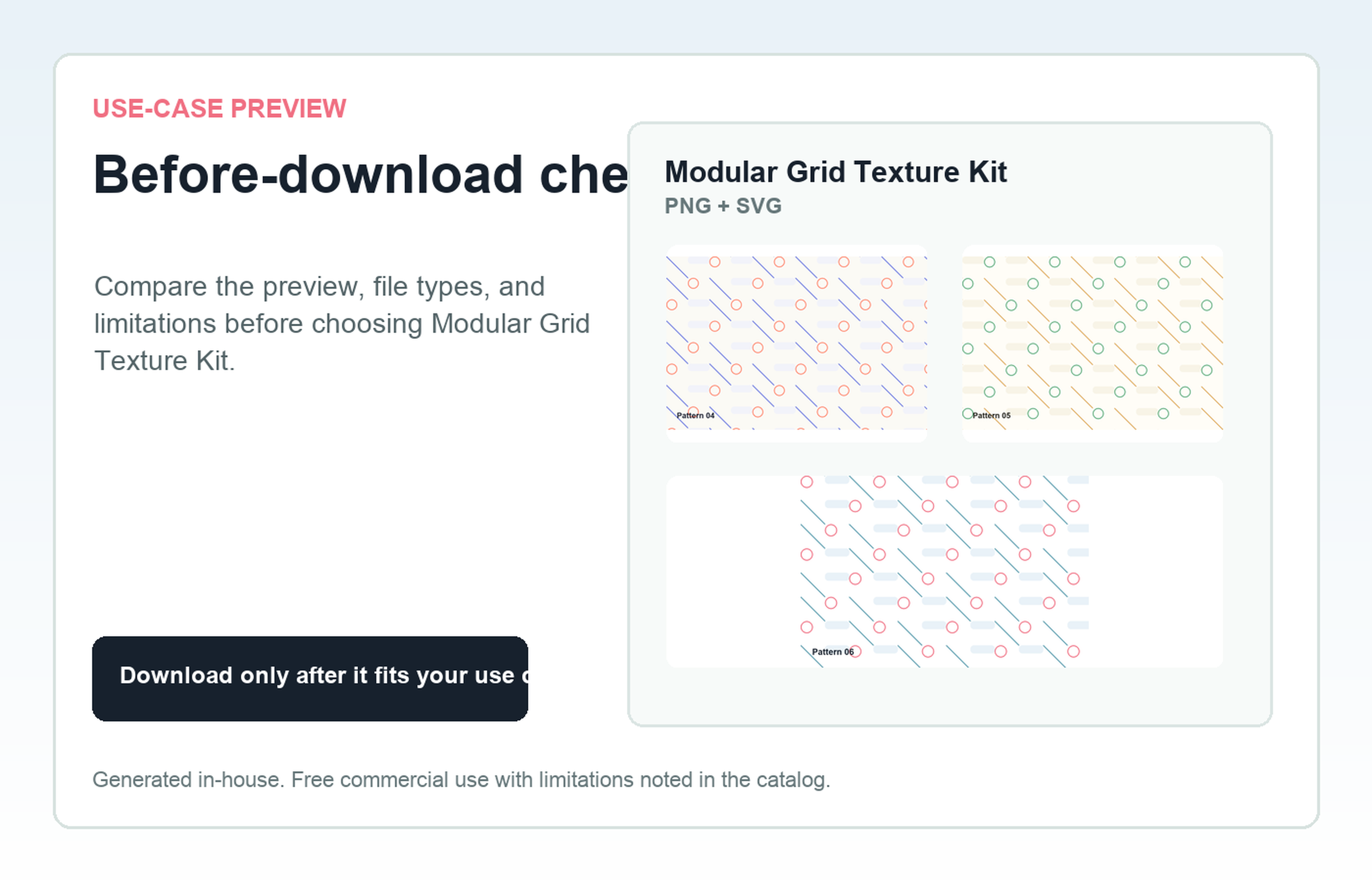 Modular Grid Texture Kit Before-download check use-case preview