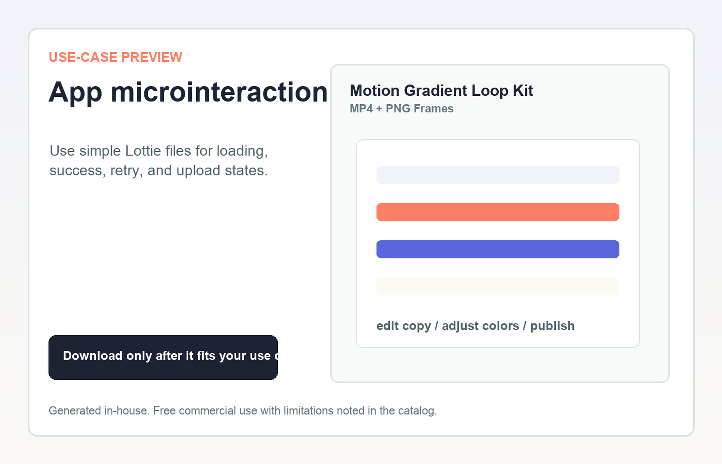 Motion Gradient Loop Kit App microinteraction use-case preview