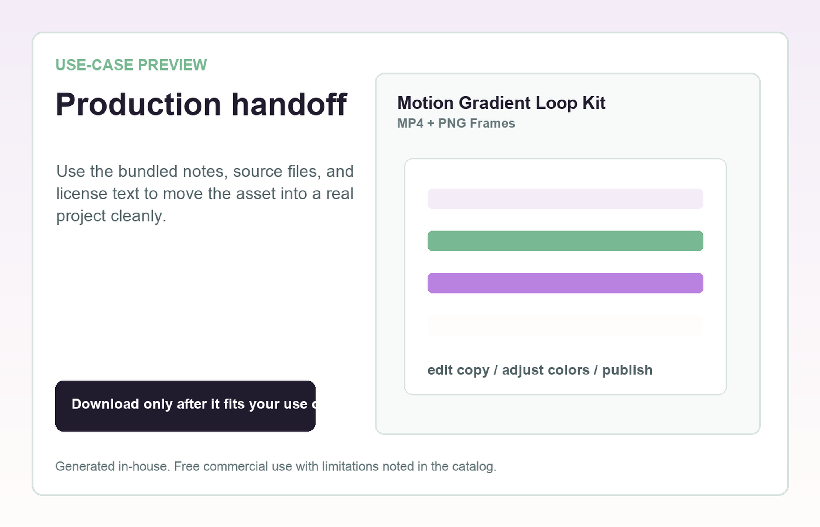 Motion Gradient Loop Kit Production handoff use-case preview