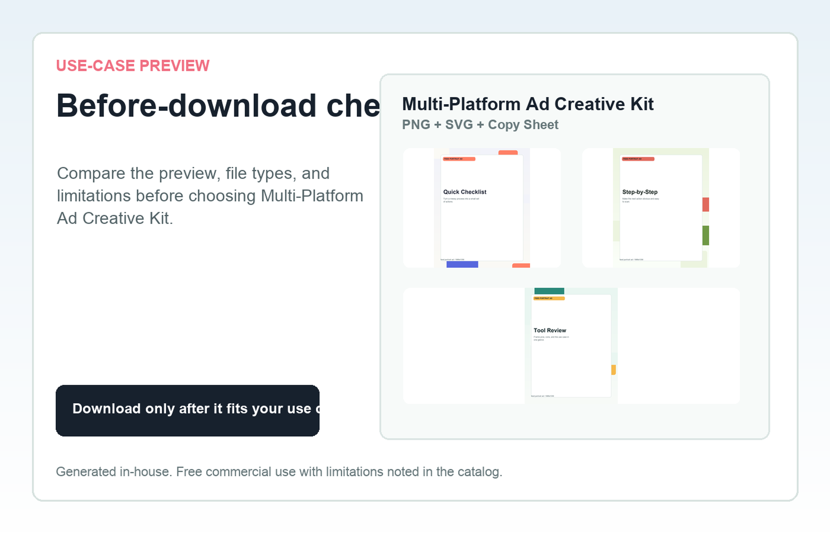 Multi-Platform Ad Creative Kit Before-download check use-case preview