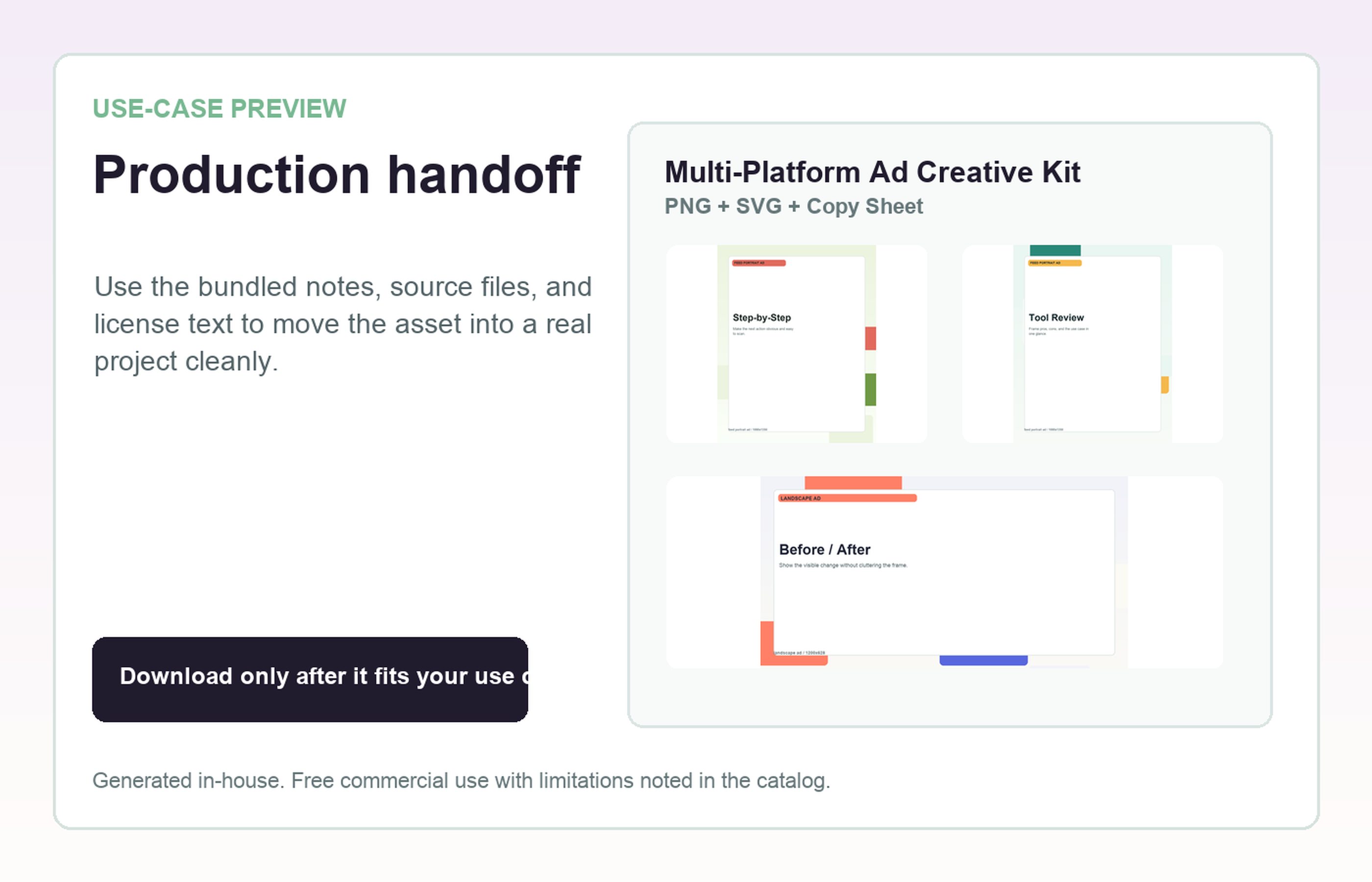 Multi-Platform Ad Creative Kit Production handoff use-case preview