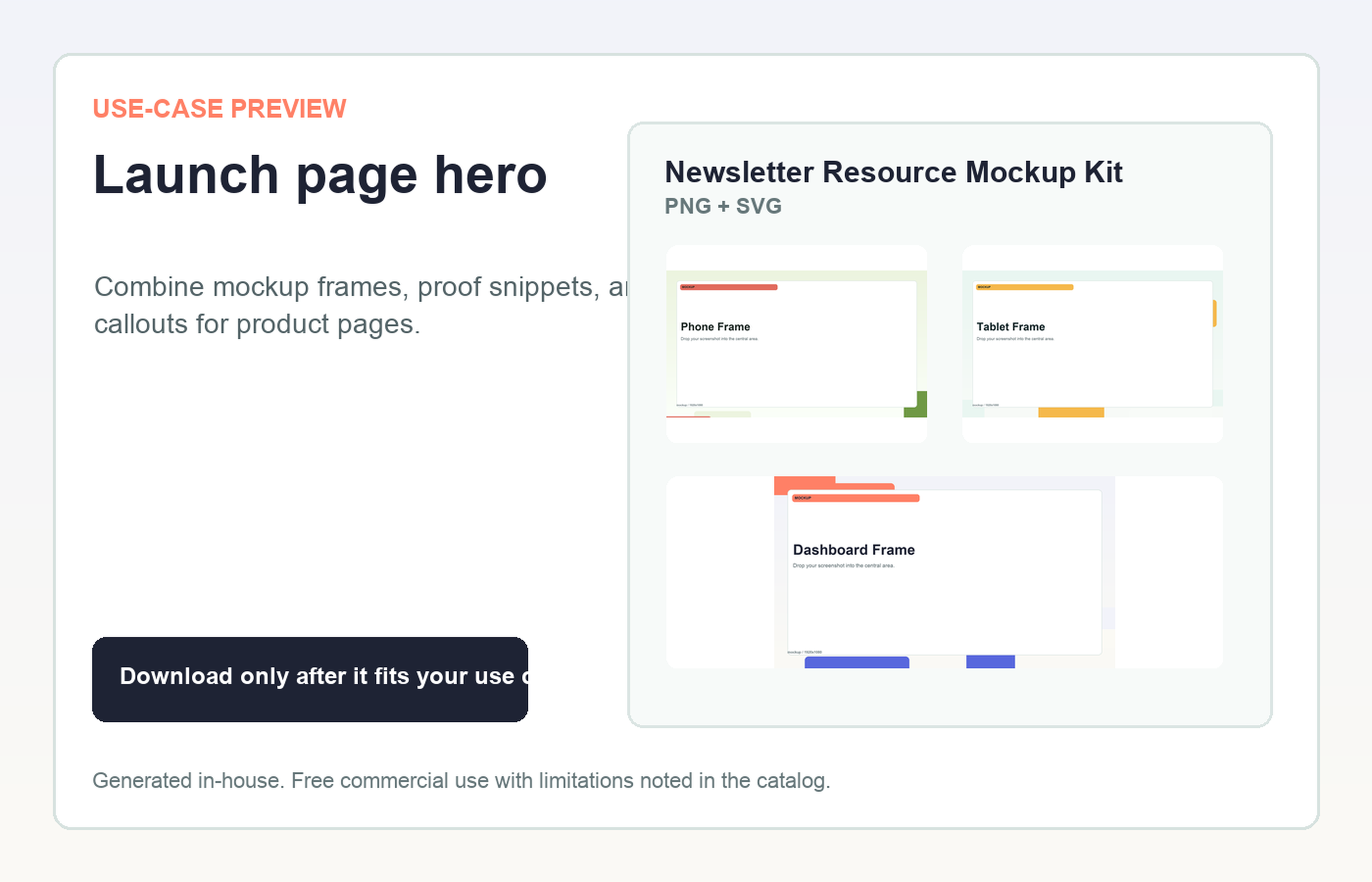 Newsletter Resource Mockup Kit Launch page hero use-case preview