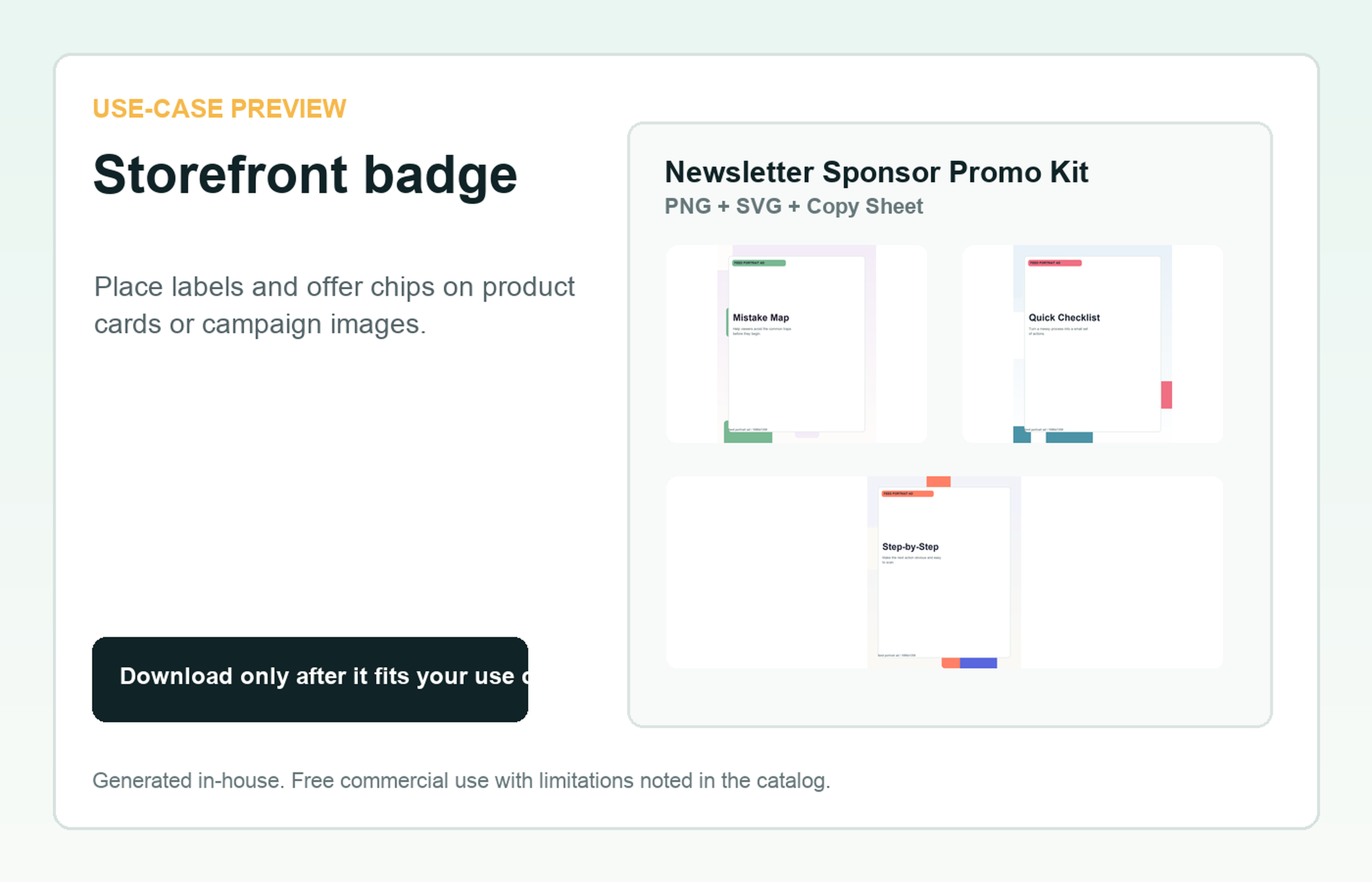 Newsletter Sponsor Promo Kit Storefront badge use-case preview